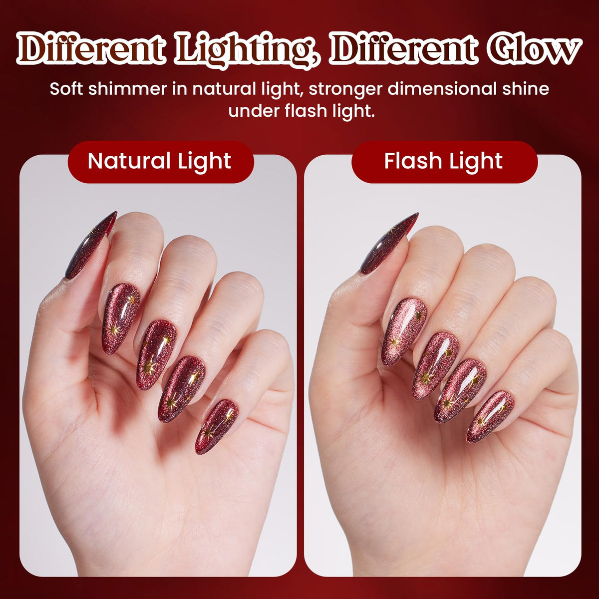 Beetles Burgundy Red Cat Eye Gel Polish Wine Glow 15ml Magnetic Nail Gel