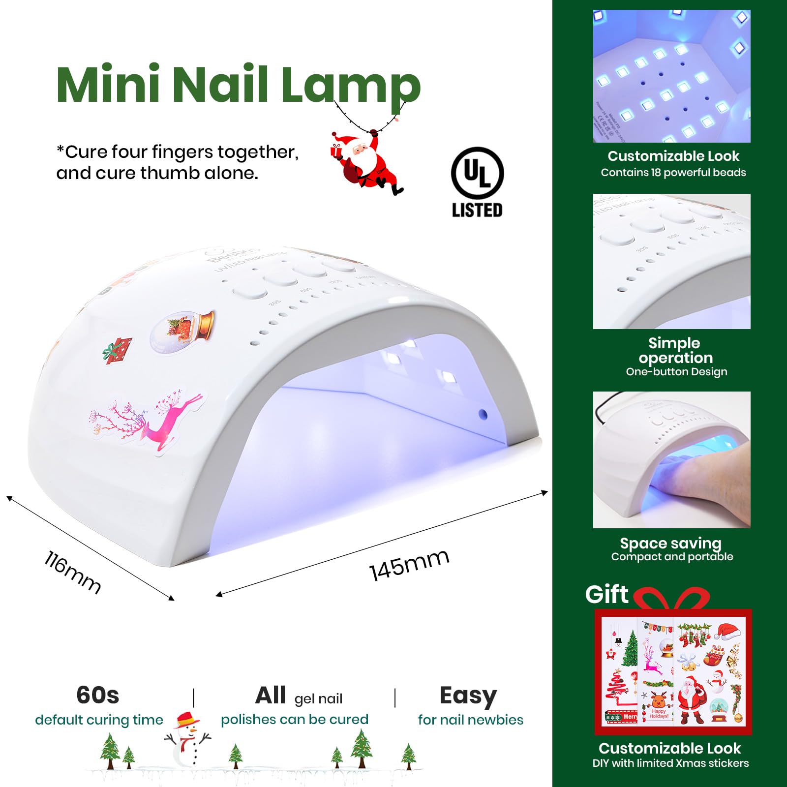 Beetles Gel Nail Polish Kit 66 Pcs with UV Light - 35 Color Christmas Gel Nail Kit Gifts