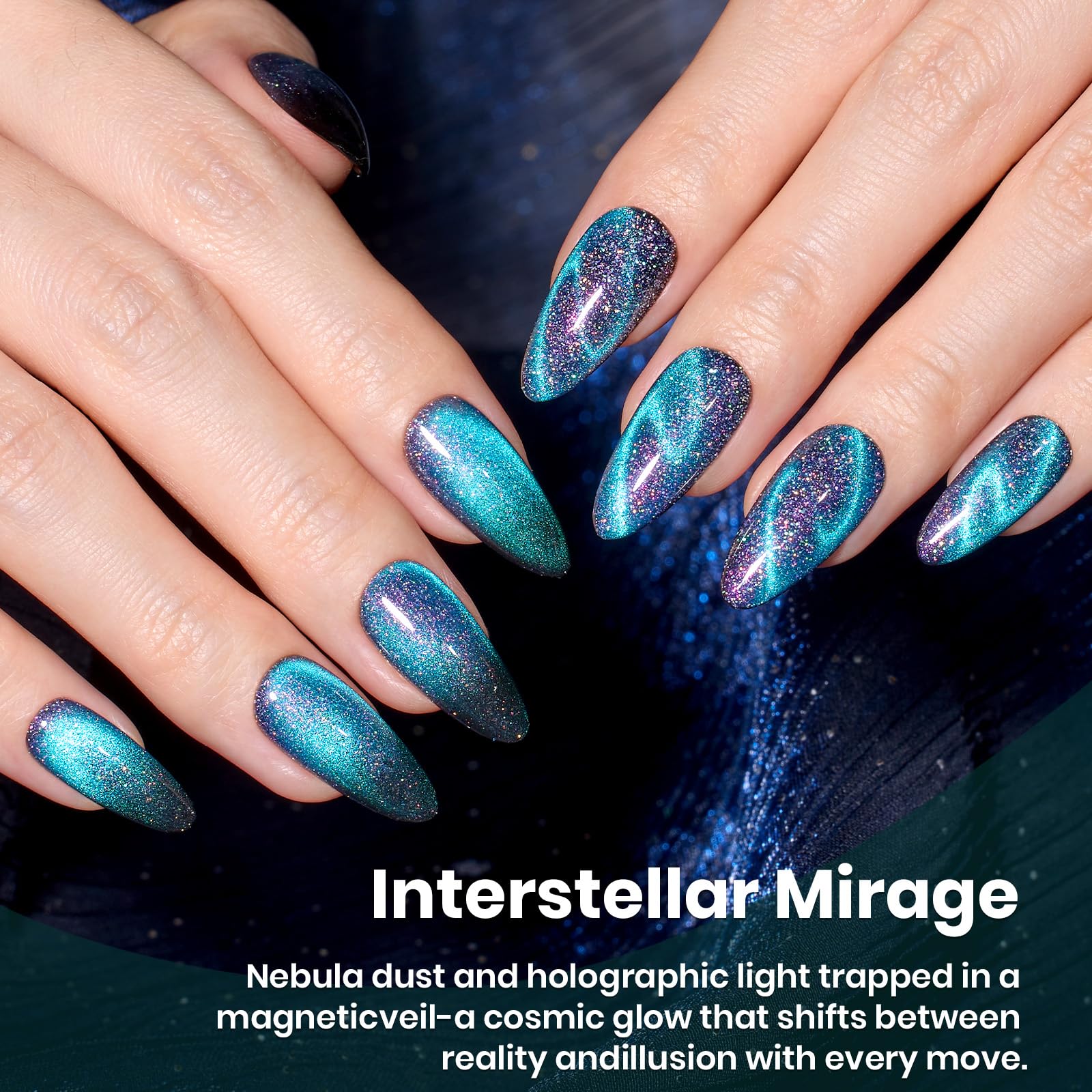 Beetles Interstellar Mirage Blue Purple Cat Eye Gel Nail Polish