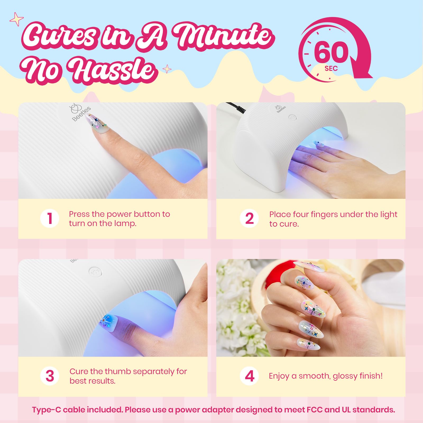 Beetles 81Pcs Gel Nail Polish Kit with U V Light -Spring Nails 20 Color Spring Gel Nail Polish Set Pastel Teatime Cat Eye Pink Blue Yellow Nails Kit