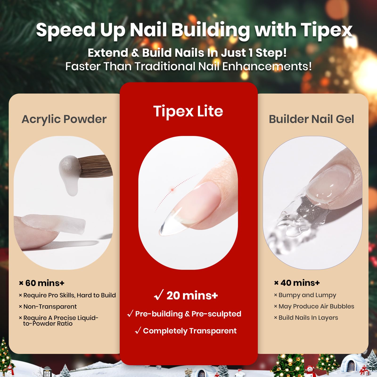 Beetles Tipex Christmas Gel Nail Kit – 6 Pcs Red Sparkle Green Glitter Gold Silver Dark Red Gel Polish Kits