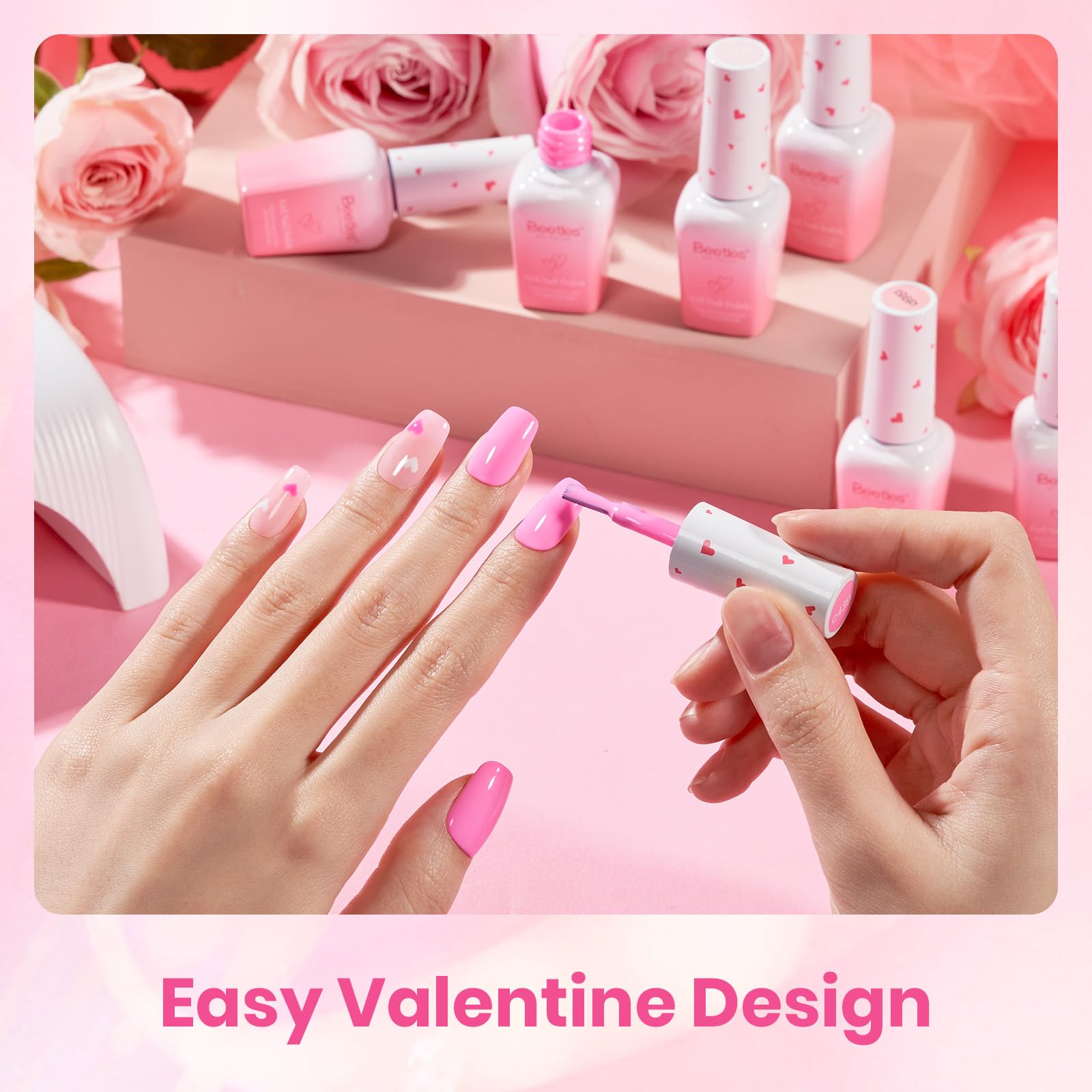 Beetles Valentine Nails Gel Polish Set - 6 Blush Cotton Pink Colors