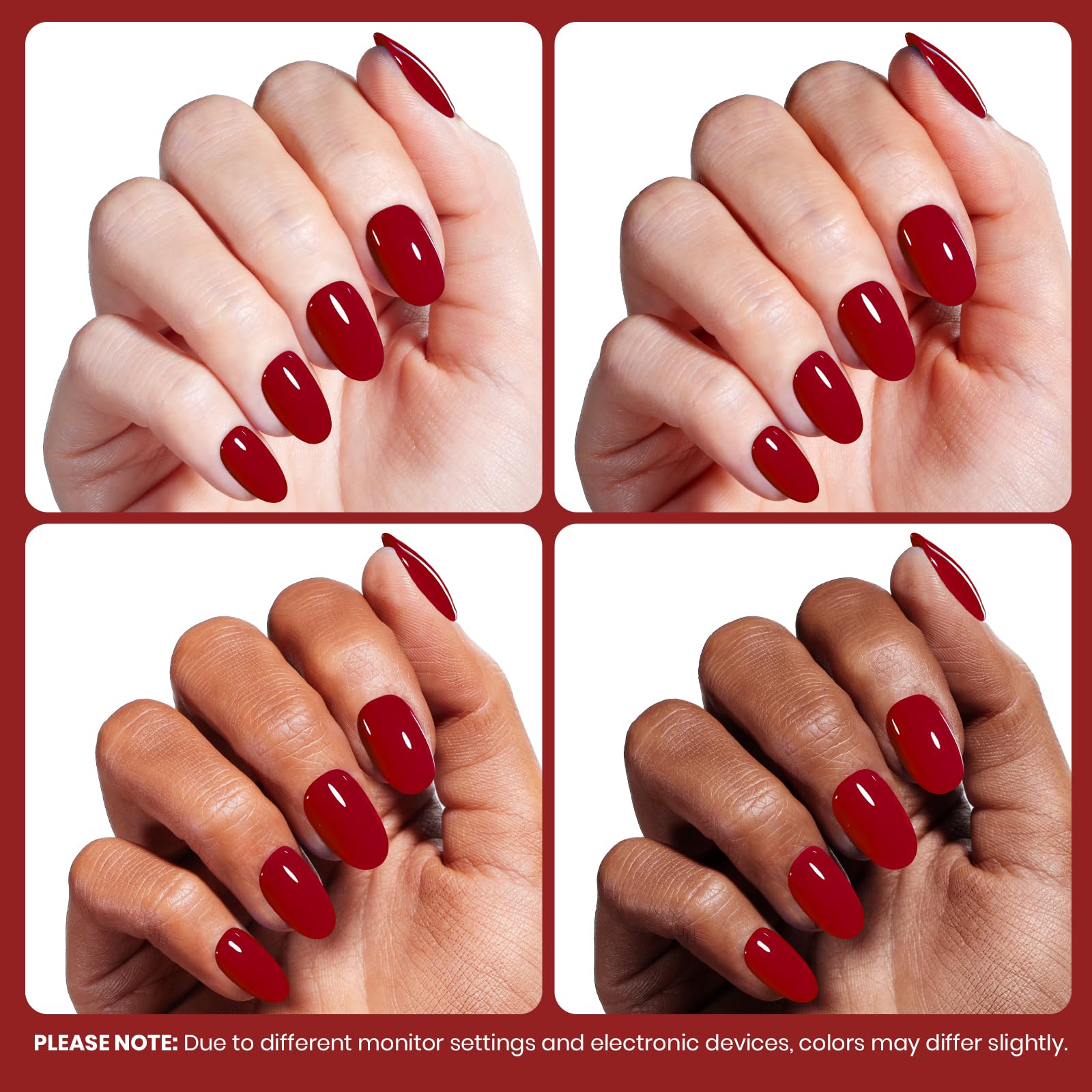 Beetles Red Gel Polish - Scarlet Confidence 15ML/0.51Fl Oz,Hema Free Red Gel Nail Polish, Same Color Same Bottle