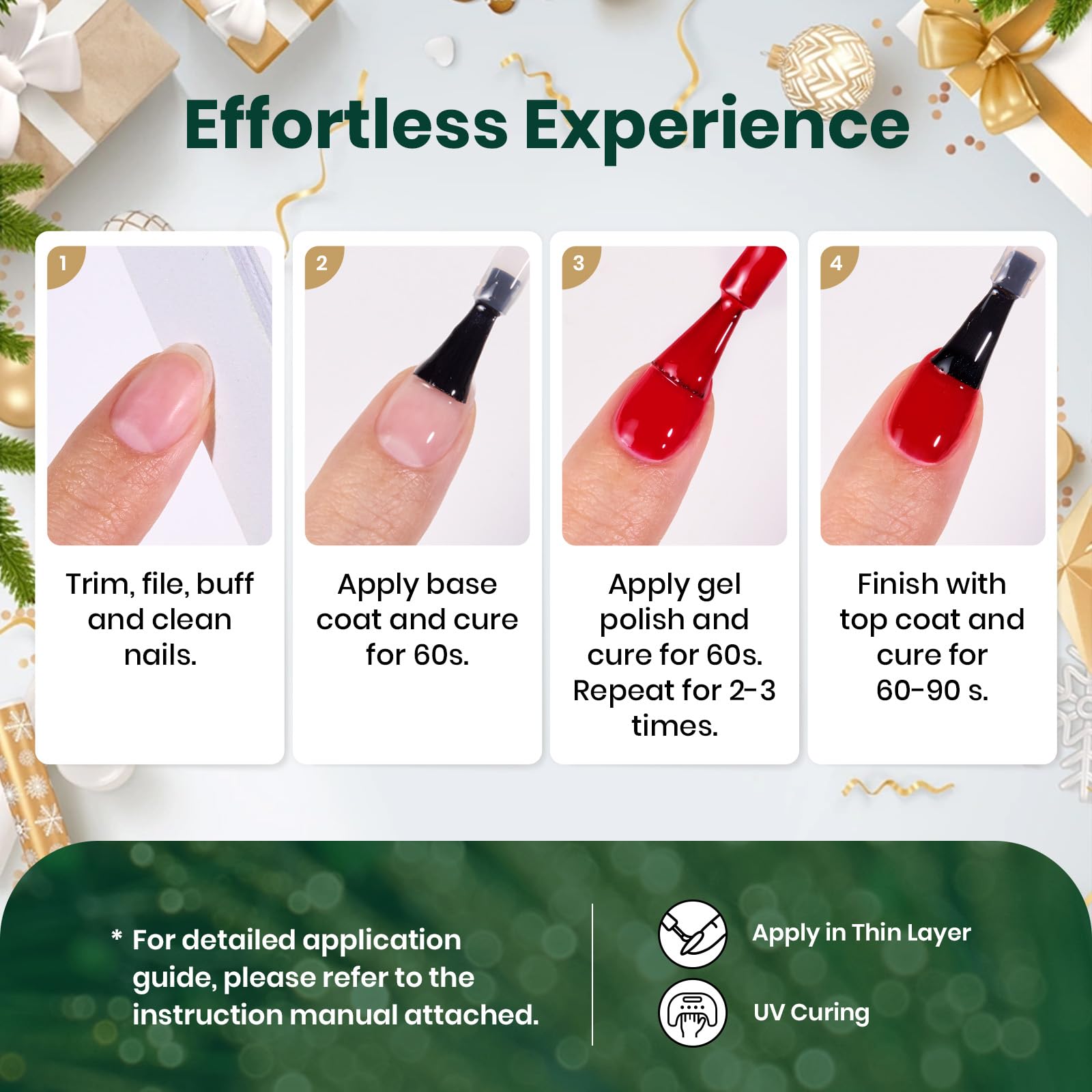 Beetles Christmas Gel Polish Set Stain Carol - 5 Colors Sparkle Red Green Set