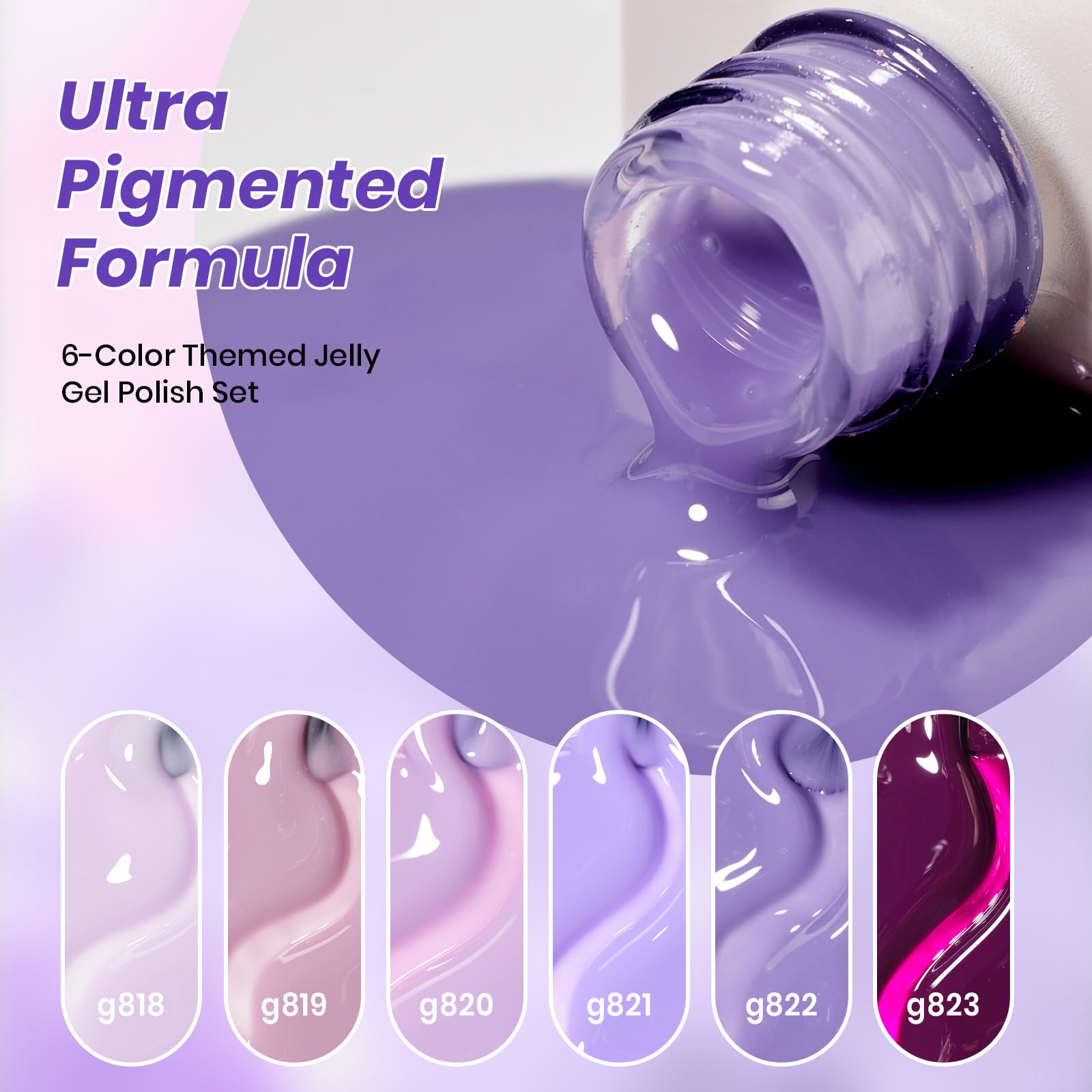 Beetles Amethyst Realm 6 Colors Summer Nails Jelly Purple Gel Nail Polish Set