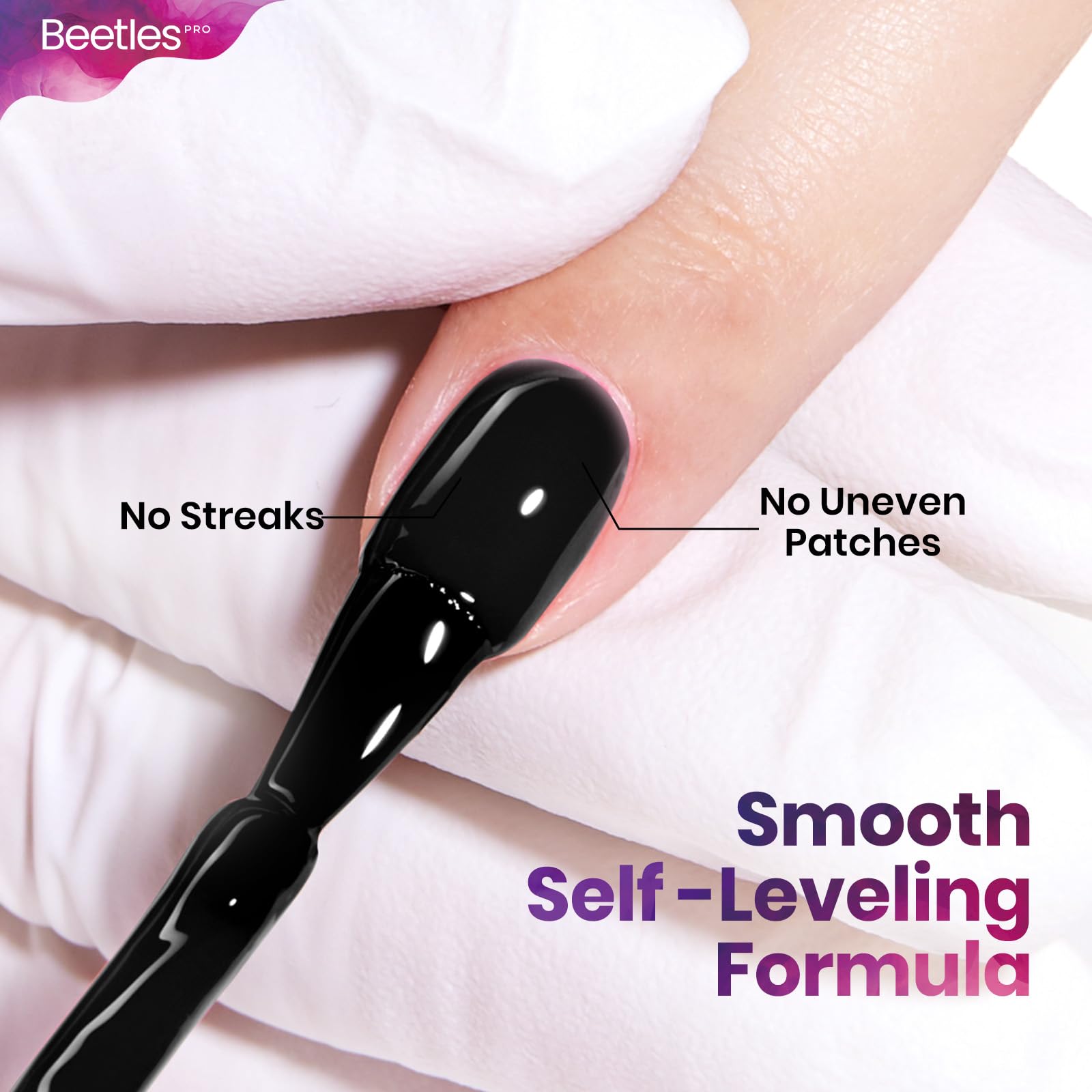 Beetles Pro Black Gel Nail Polish - Chill Intentions, HEMA Free & TPO Free, 15ml Black Color Gel Polish