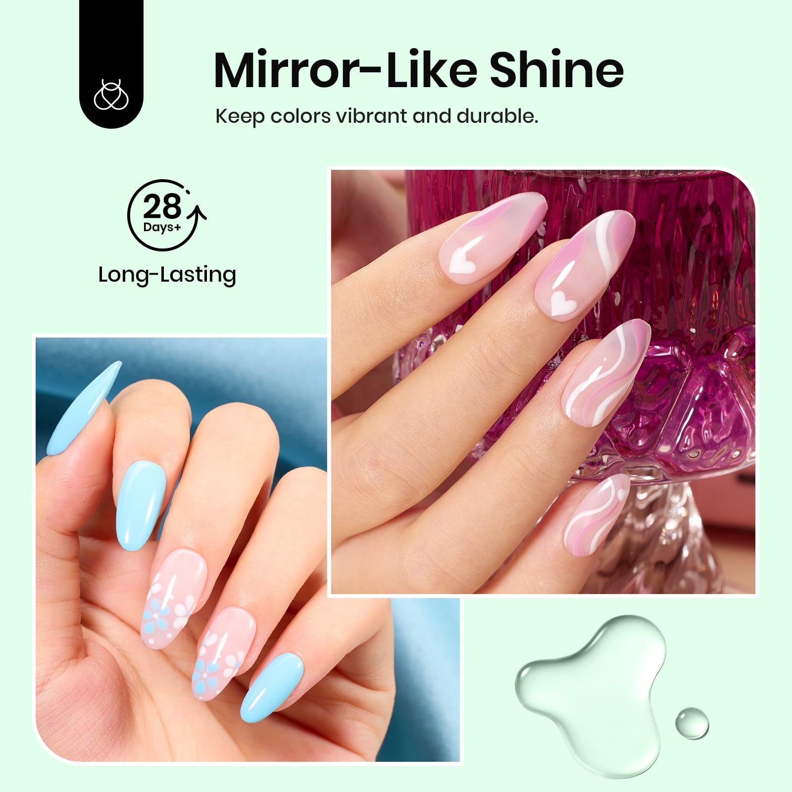 Beetles 2Pcs 15ml Gel Base and Top Coat Set - Upgrade No Wipe Extra Glossy Top Coat Finish for Gel Nail Polish