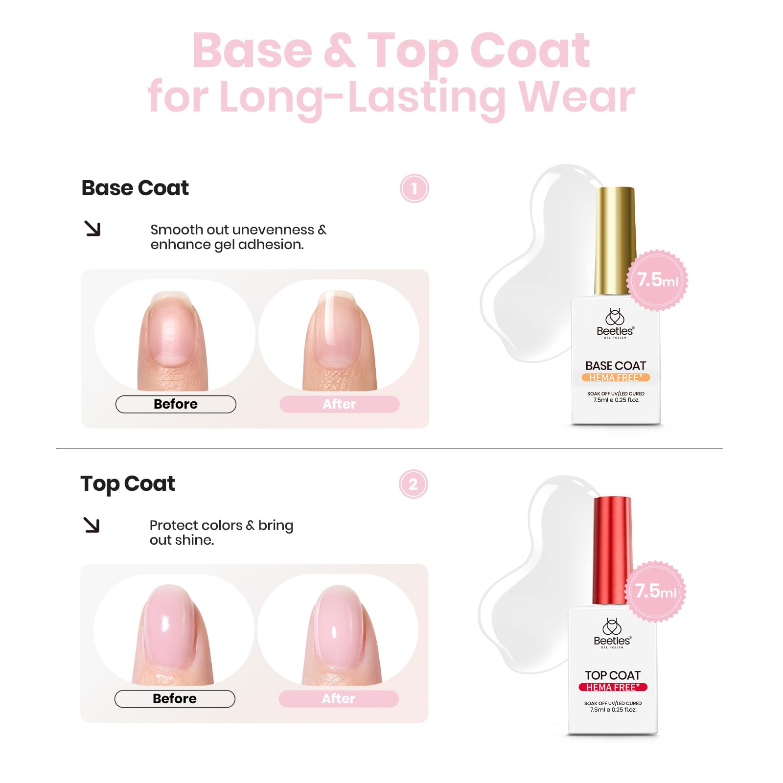 Beetles 4 Color Nude Builder Gel Set with Base Top Coat HEMA-Free 8 in 1
