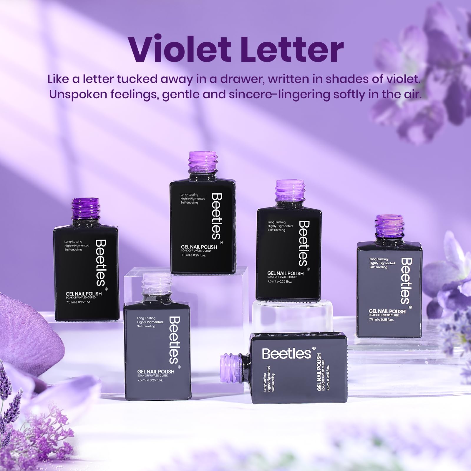 Violet Letter -  6 Colors Light and Dark Purple Colors Gel Nail Set Polish