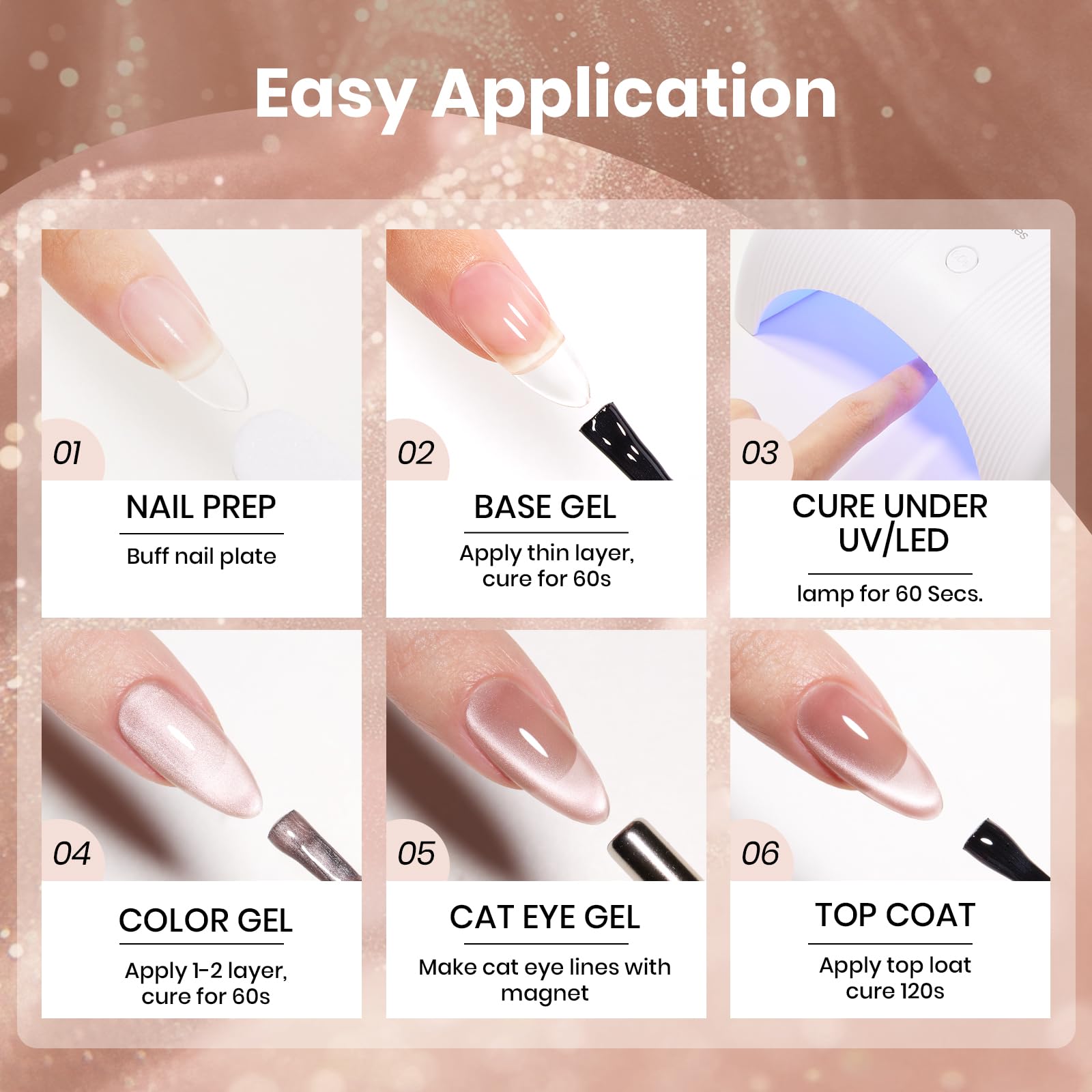 Beetles Silk Serum Nude HEMA FREE Cat Eye Gel Nail Polish - 15ML Glitter Gel Polish