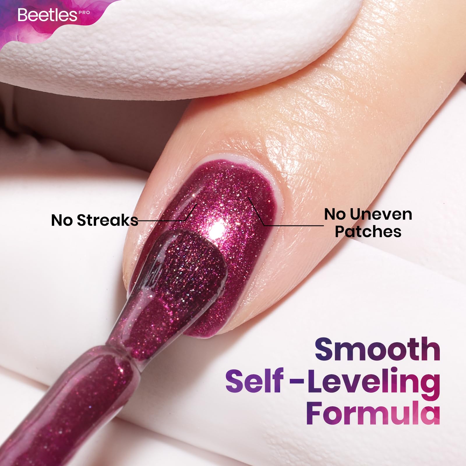 Beetles Pro Shimmer Gel Polish - Out of Reach, Purple Shimmer Color 20ML Glitter Gel Polish