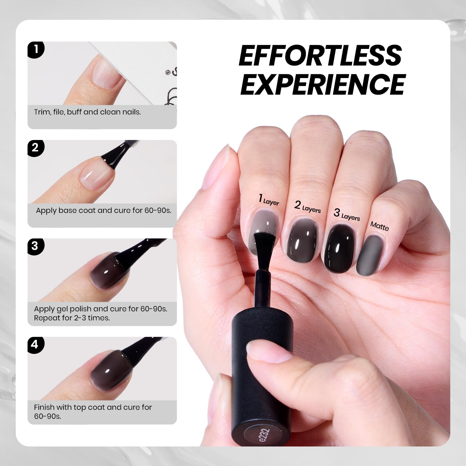 15ML Black Crystal Jelly Sheer Gel Nail Polish