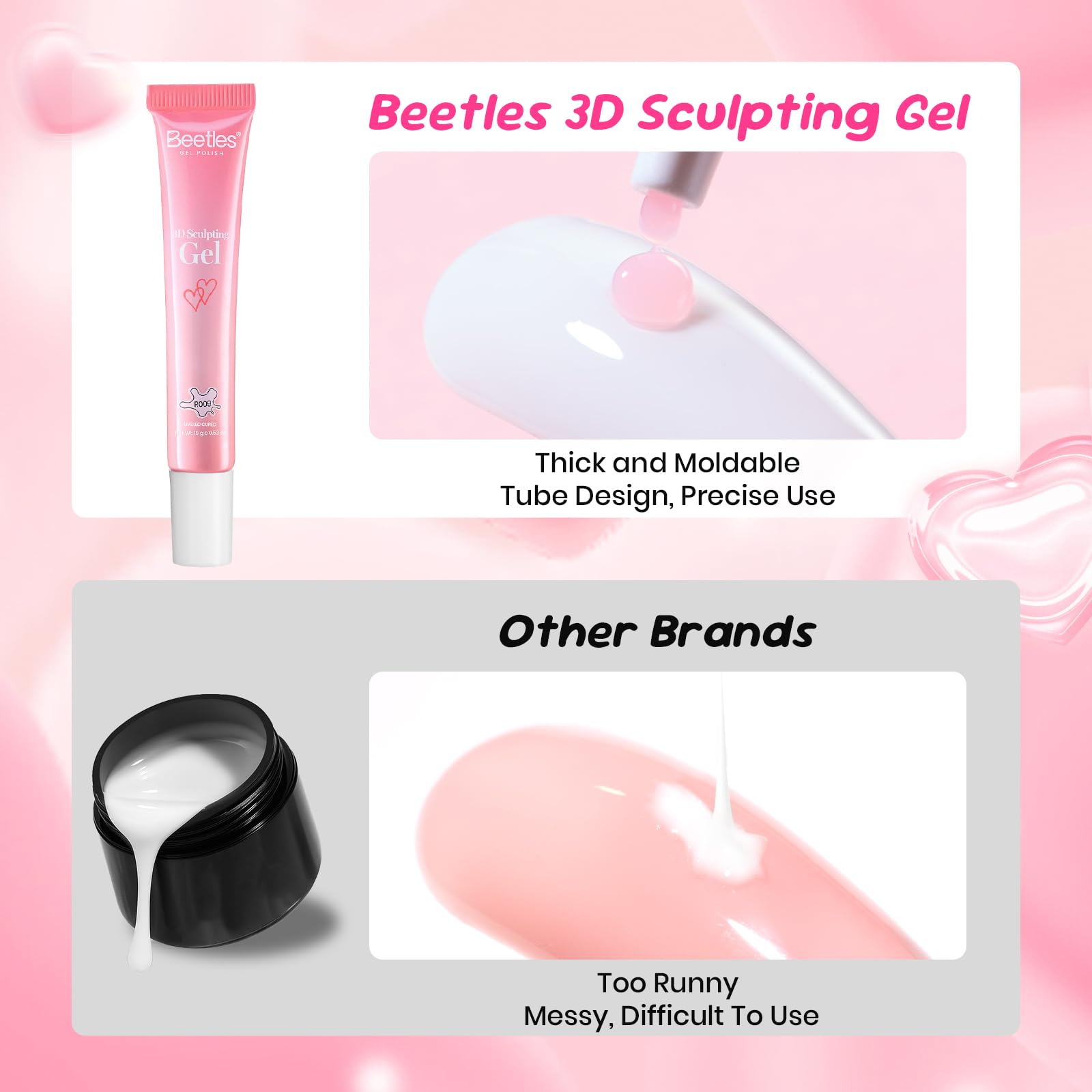 Beetles Valentine Nails - Pro 15ml Limited Pink 3D Sculpting Gel