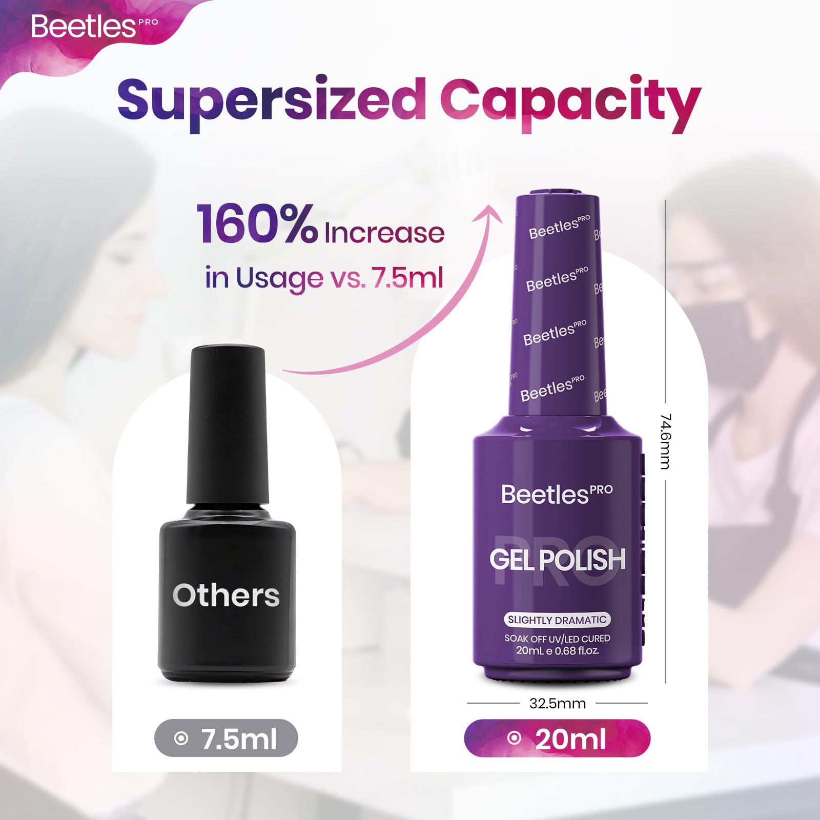 Beetles Pro Purple Gel Polish - Slightly Dramatic, Dark Purple Color 20ML Gel Polish