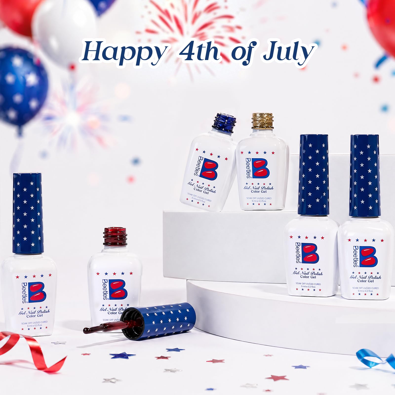 Independence Spark Colors| 6 Colors Cat Eye Gel Polish Set Red White and Glitter Blue