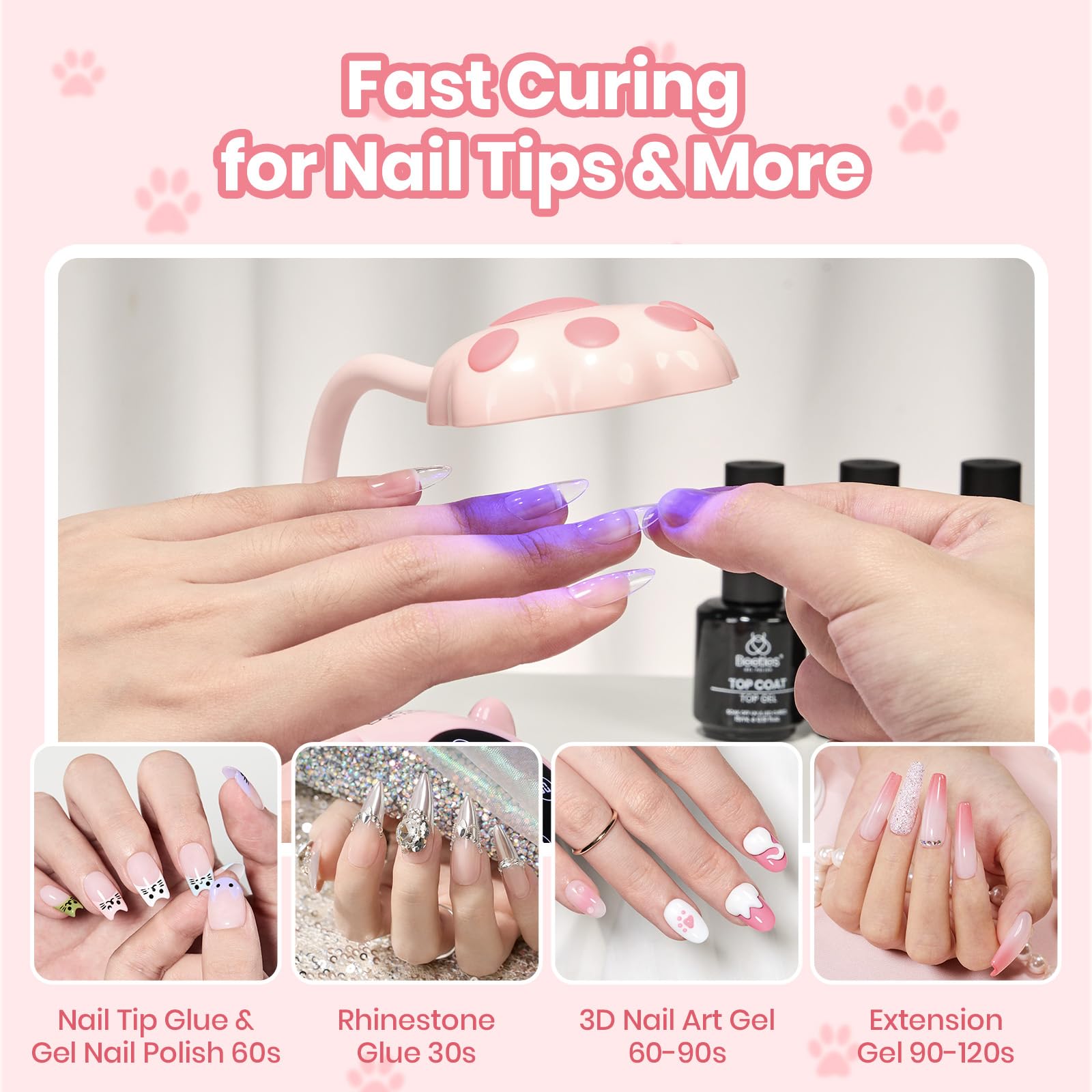 Beetles 360° Flexible Gooseneck UV Nail Lamp Pink Color