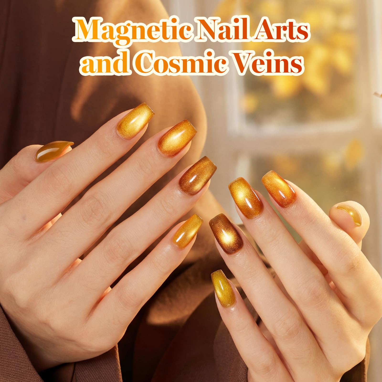 Beetles Gel Nail Polish Falling Gold 6 Colors 15ML Gold Brown Orange Cat Eye Glitter Gel Polish Kit