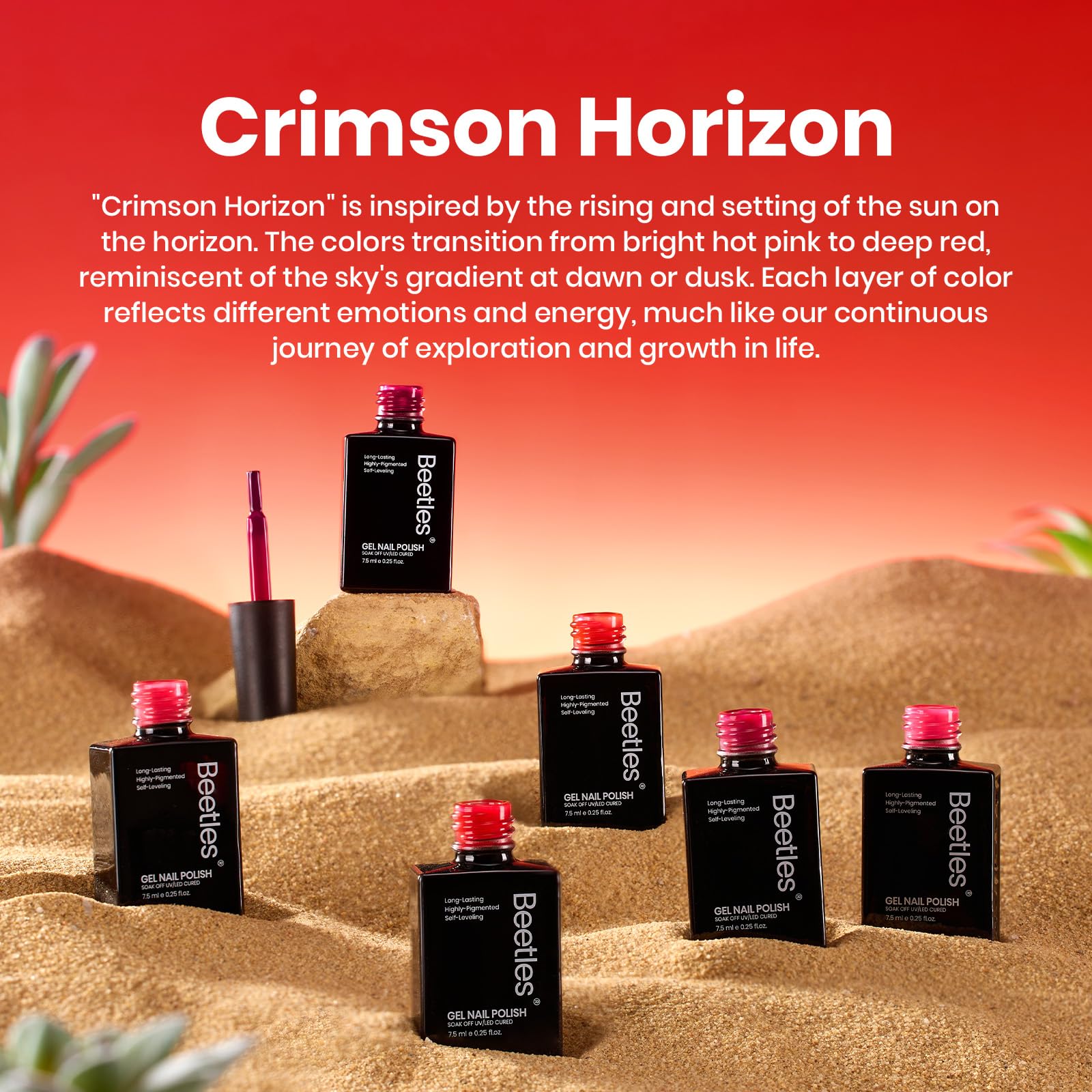 Prime Crimson Horizon -  6 Colors Burgundy Bloody Red Pink Gel Polish Set