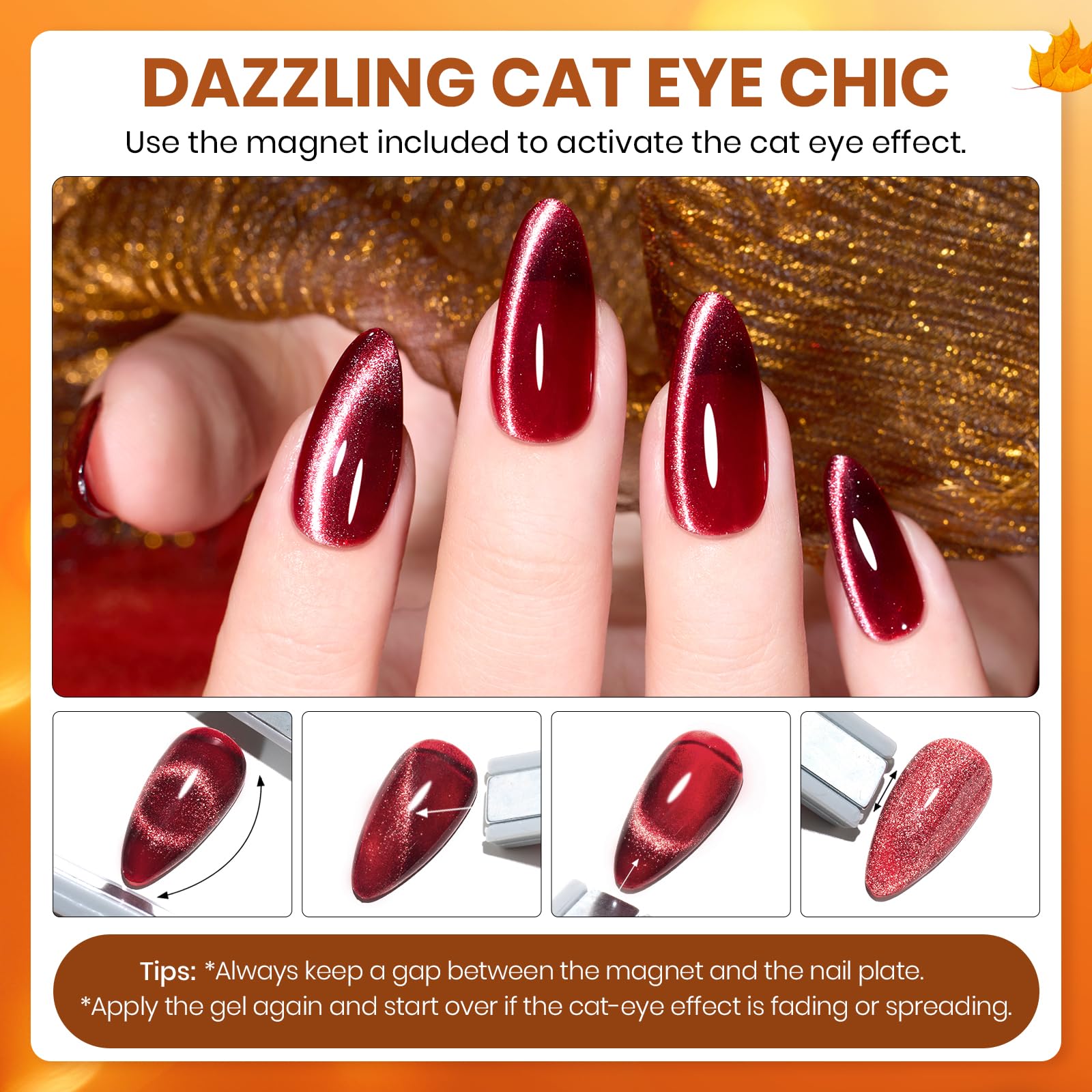 Autumn Aura- 20 Colors Yellow Orange Brown Red Purple Cat Eye Gel Nail Polish Set