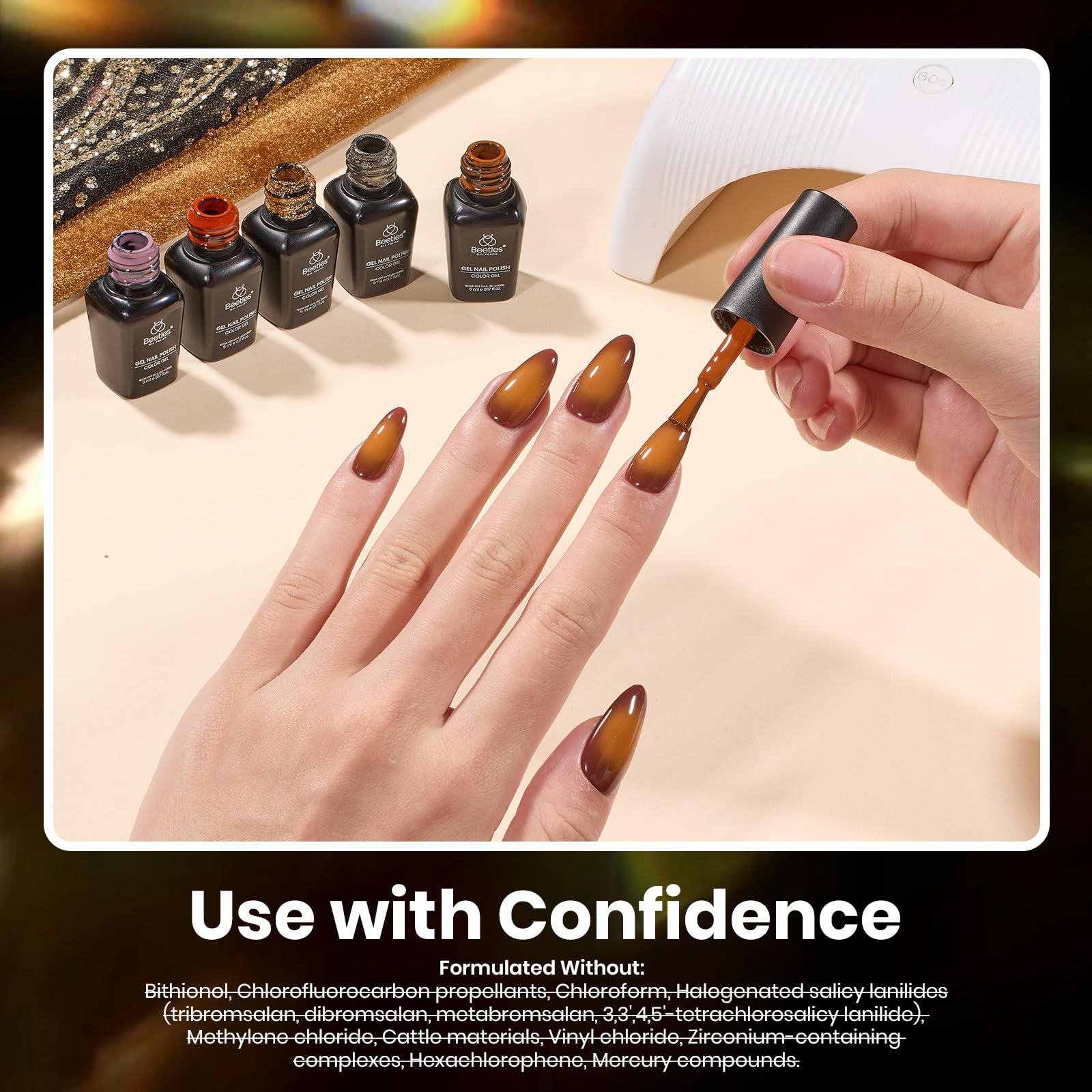 Beetles Gel Polish Gilded Veil collection Winter Nails - 33Pcs 25 Colors Black White Burgundy Blue Nude Grey Green Glitters Set
