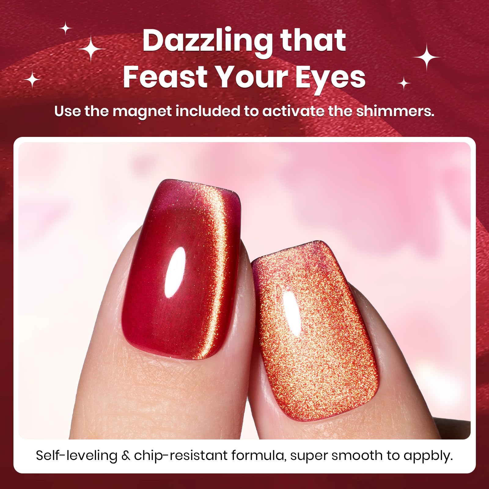 Twilight Toast - 15ML Cherry Red Glass Magnetic Cat Eye Glitter Gel Nail Polish
