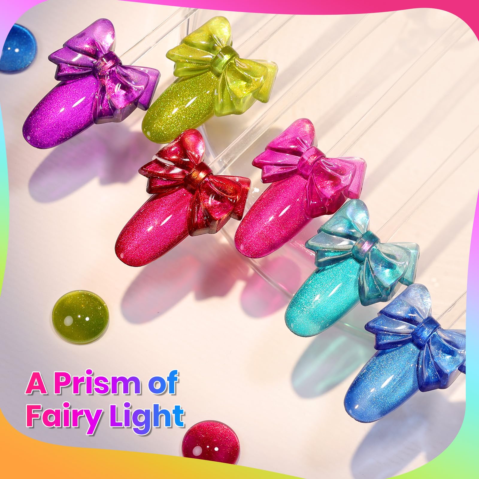 Beetles Gel Polish Fairy Prism Cat Eye Gel Nail Polish Set - 6 Colors Glitter Pink Purple Christmas Gel Nail Kit