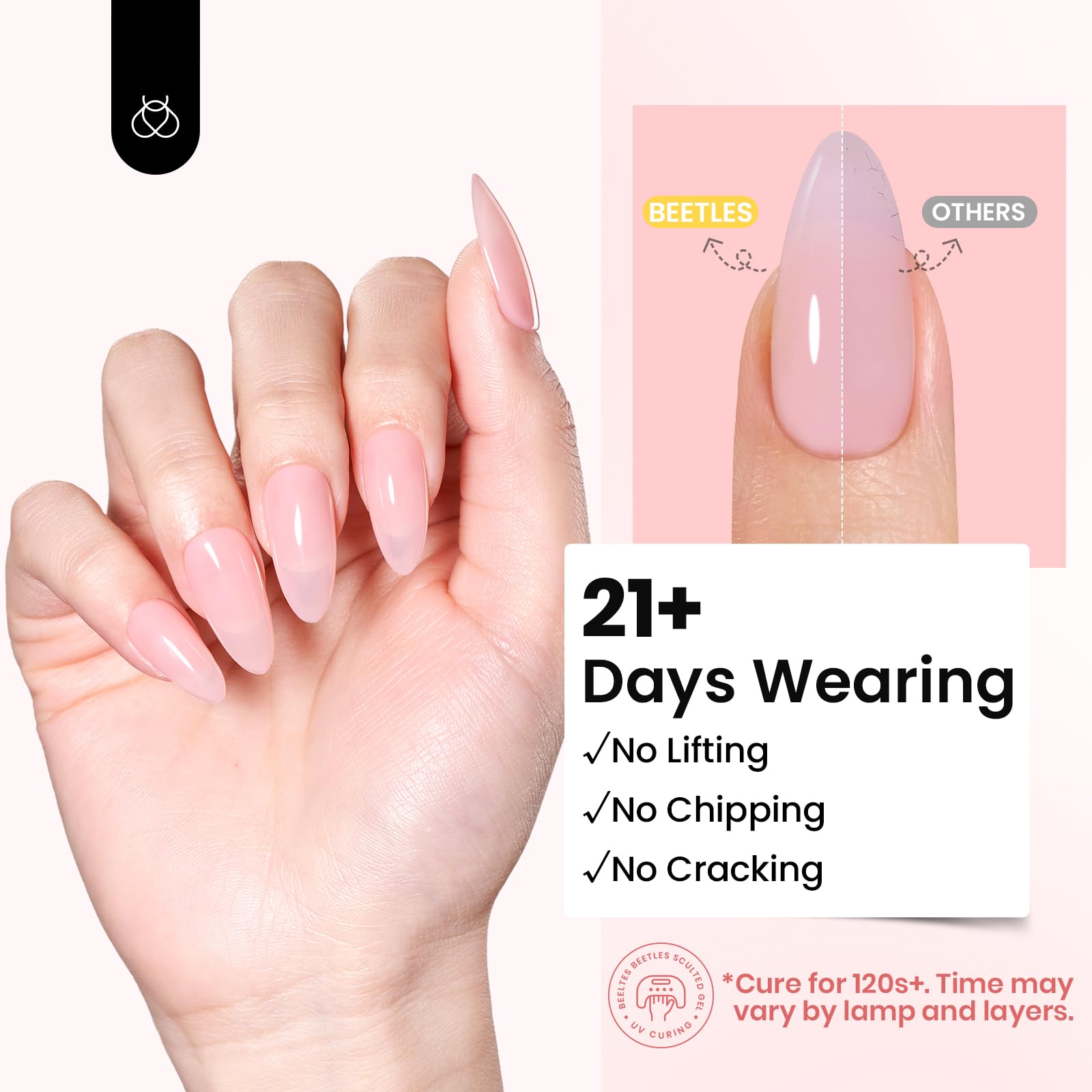 Beetles 9 IN 1 HEMA Free 2 Colors Hard Gel For Nail Extension & Nail with Flat Nail Brush High Hardness Nails