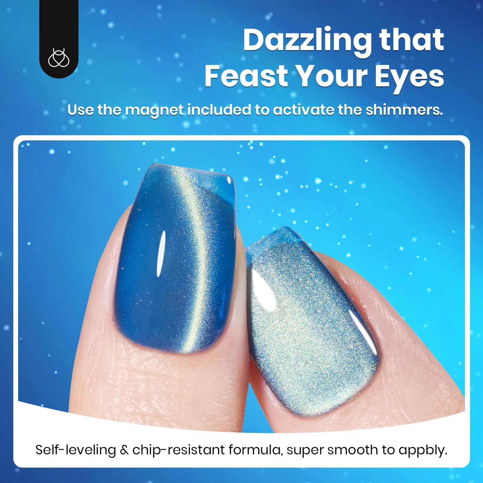 Stellar Whisper Nails  - 15ML Blue Glass Cat Eye Glitter Magnetic Gel Polish