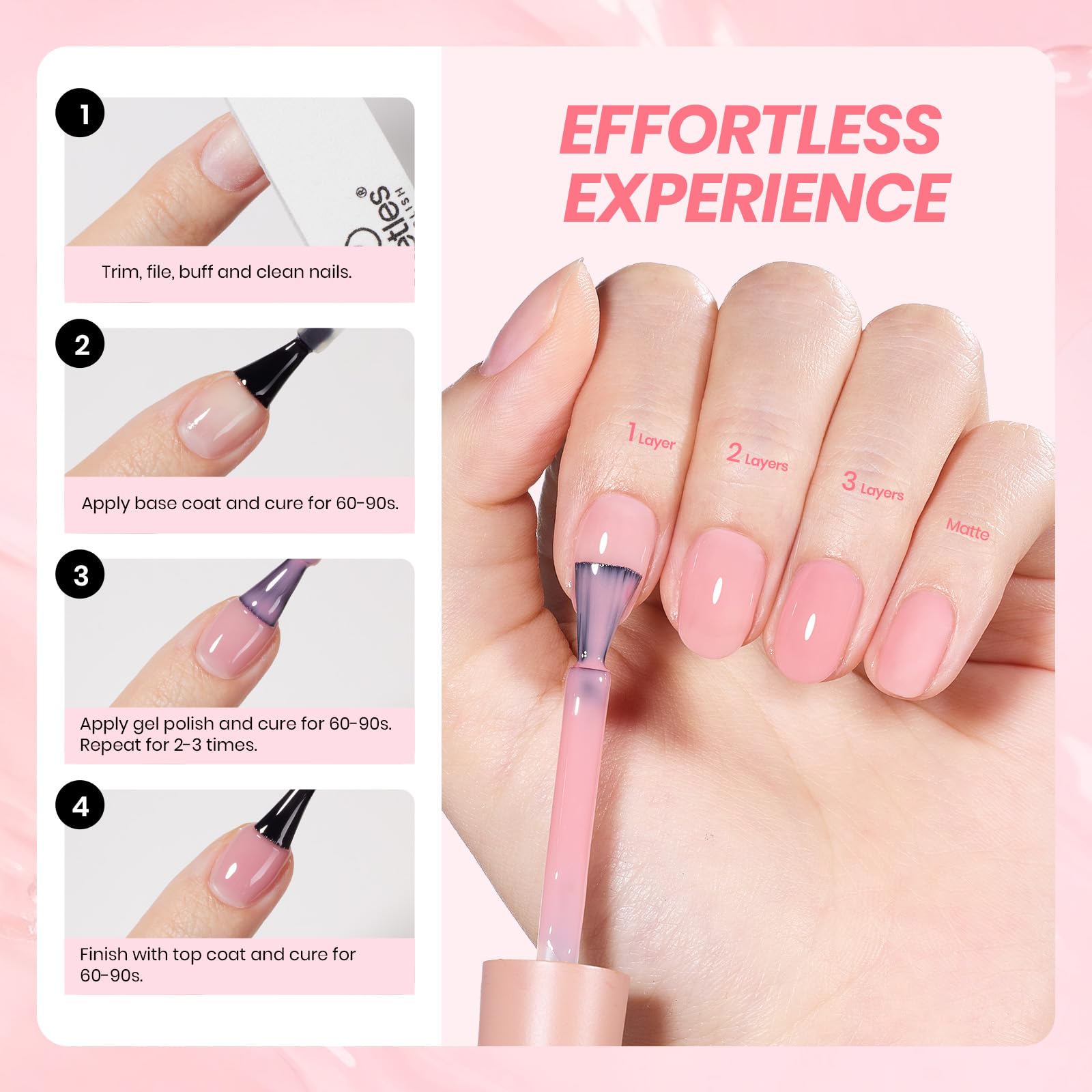 Beetles Peach Juicy Shine Jelly Gel Nude Pink 15ml  Gel Nail Polish Sheer Translucent Effect