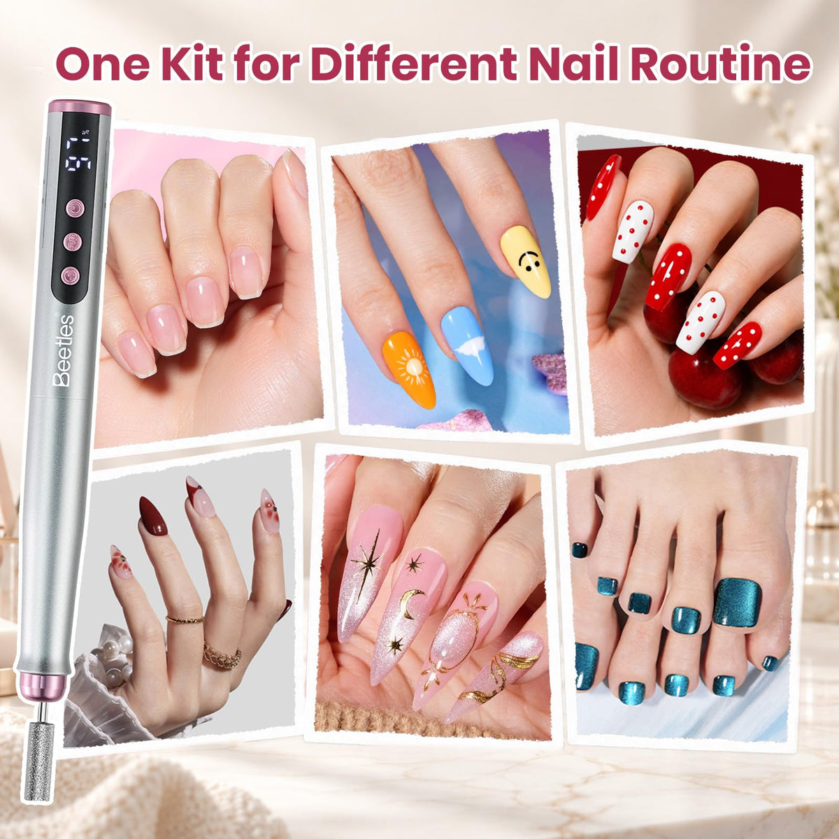 Beetles Nail Drill-Cordless 7 Bits Electric Nail File