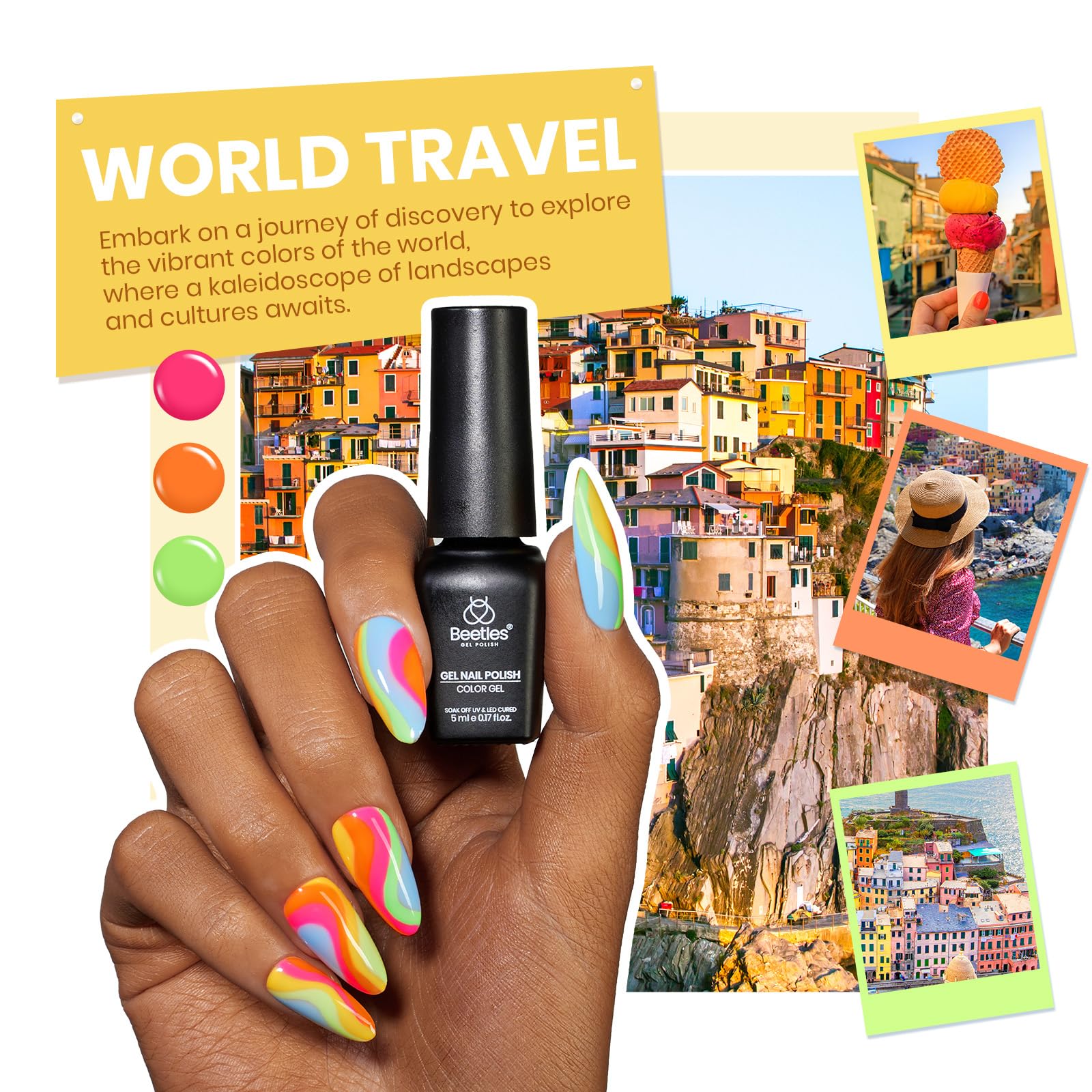 World Travel Gel Nail Polish | 60 Nail Gel Polish Colors Kit total 77 pcs