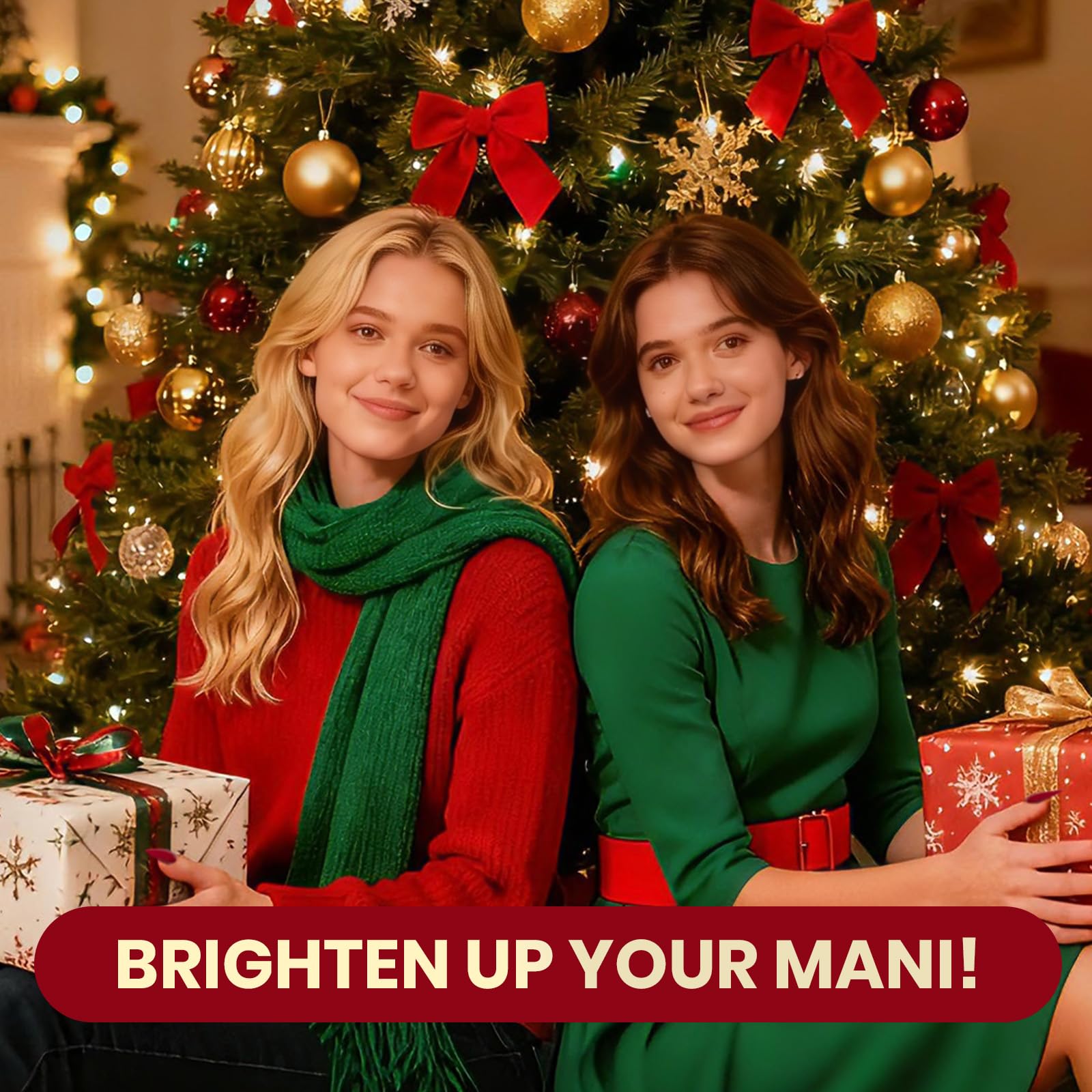 Beetles Christmas Gel Nail Polish Set Candy Cane - 6 Color Burgundy Red Glitter White Silver Winter Snow Holiday Sparkle Manicure Kit