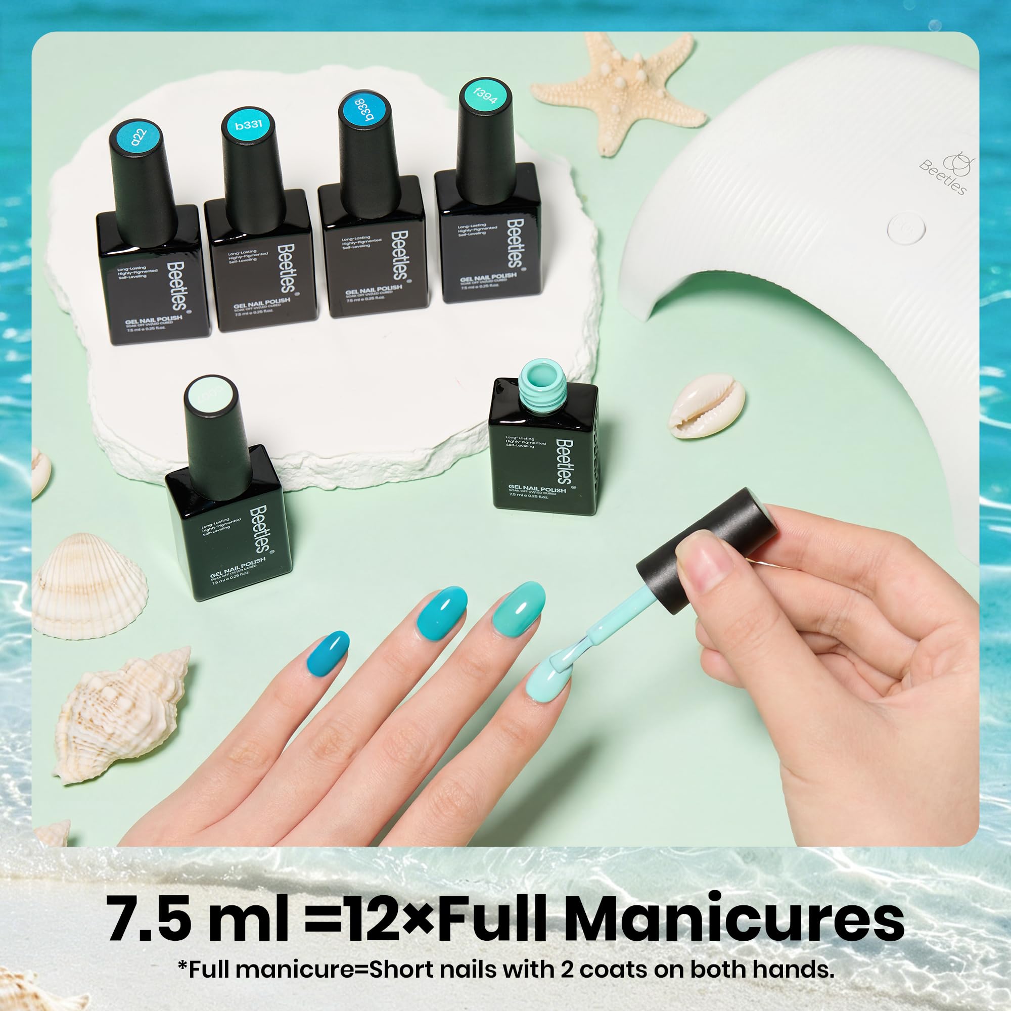 Beetles Ocean Haven 6 Colors Blue Gel Nail Polish Kit Summer Beach Vacation