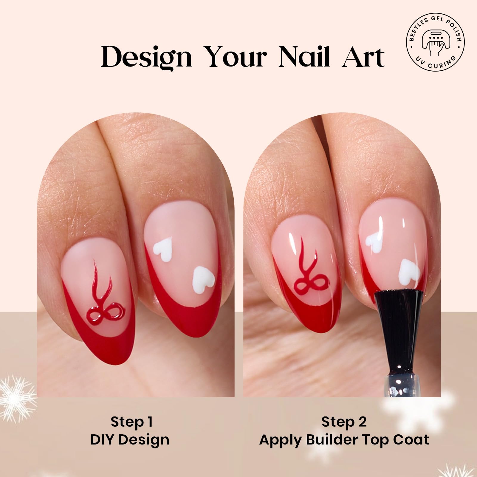 Beetles X Press Plus Gel Nails Kit Rouge French - 160Pcs 16 Sizes All-in-One Kit 5 Colors Christmas Press On Nails Short Almond