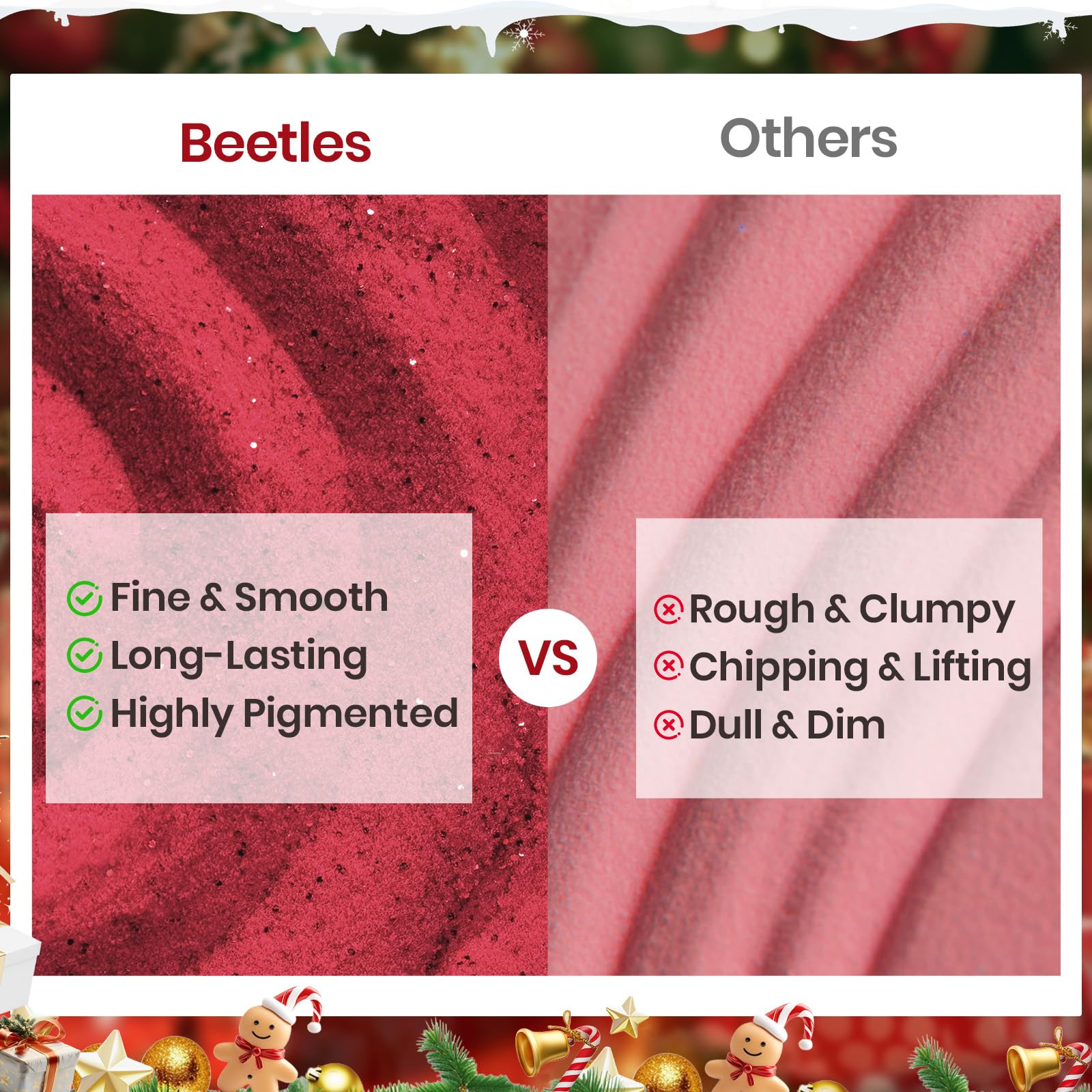 Beetles Christmas Dip Powder Nail Kit - Winter Colors Red Green Glitter Golden Dipping Powder with Liquid Set