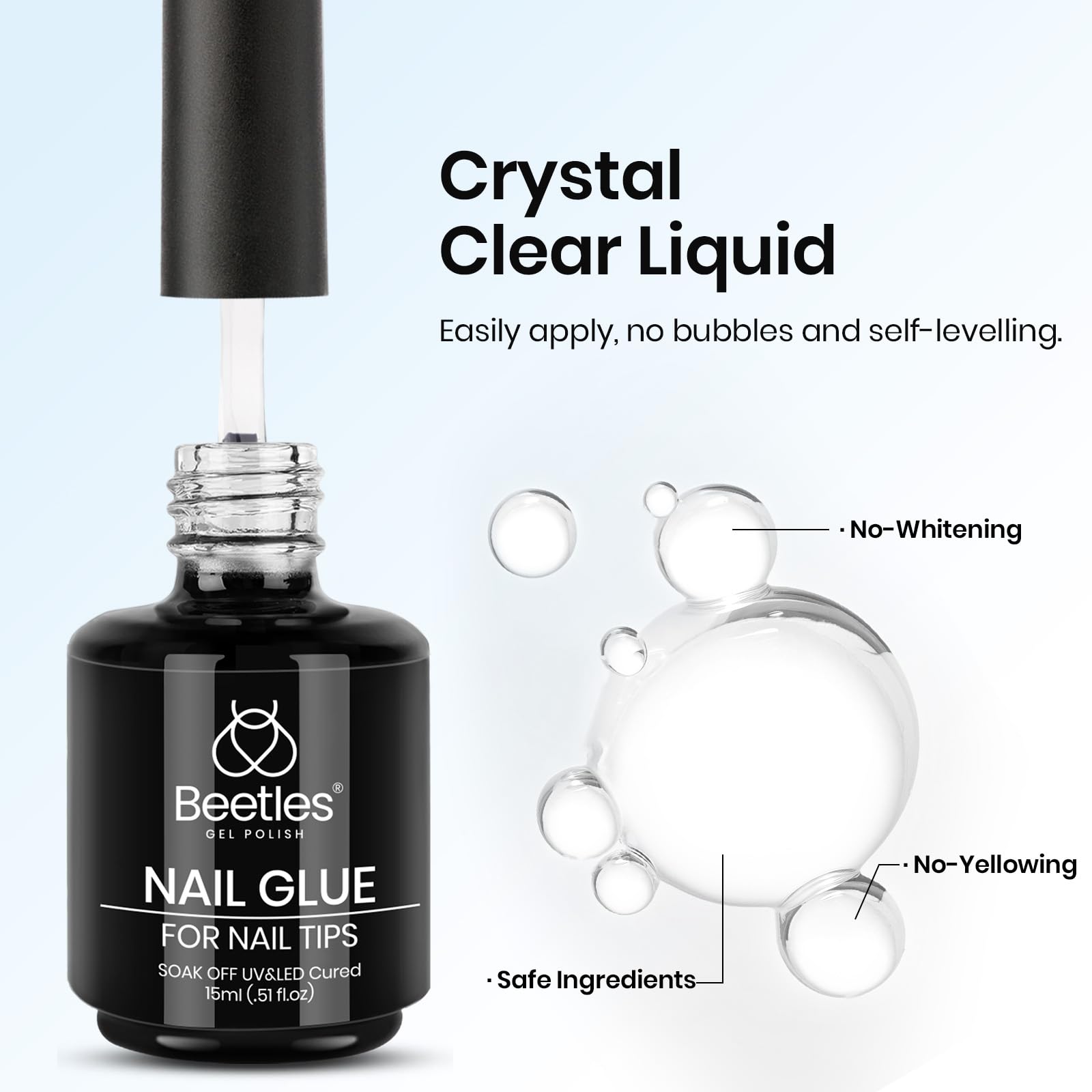 Beetles 15ml Gel Nail Glue 9 in 1 for Acrylic Nails Tips and Clear Press on Nails
