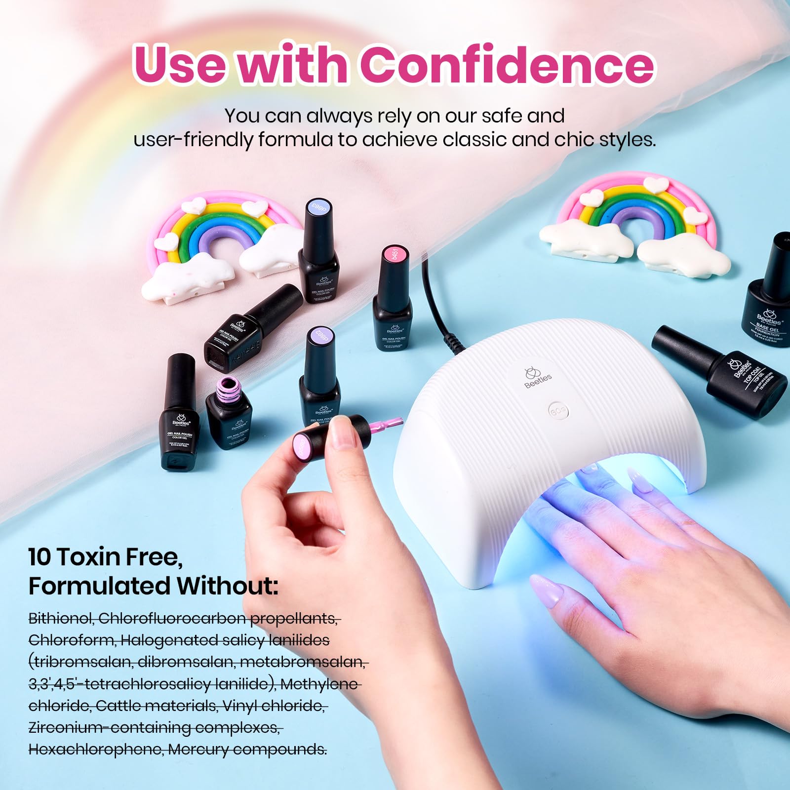 Beetles Pastel Gel Polish Set - Rainbow Dreamscape 25 Colors Spring Gel Polish Kit with Base Coat&Top Coat
