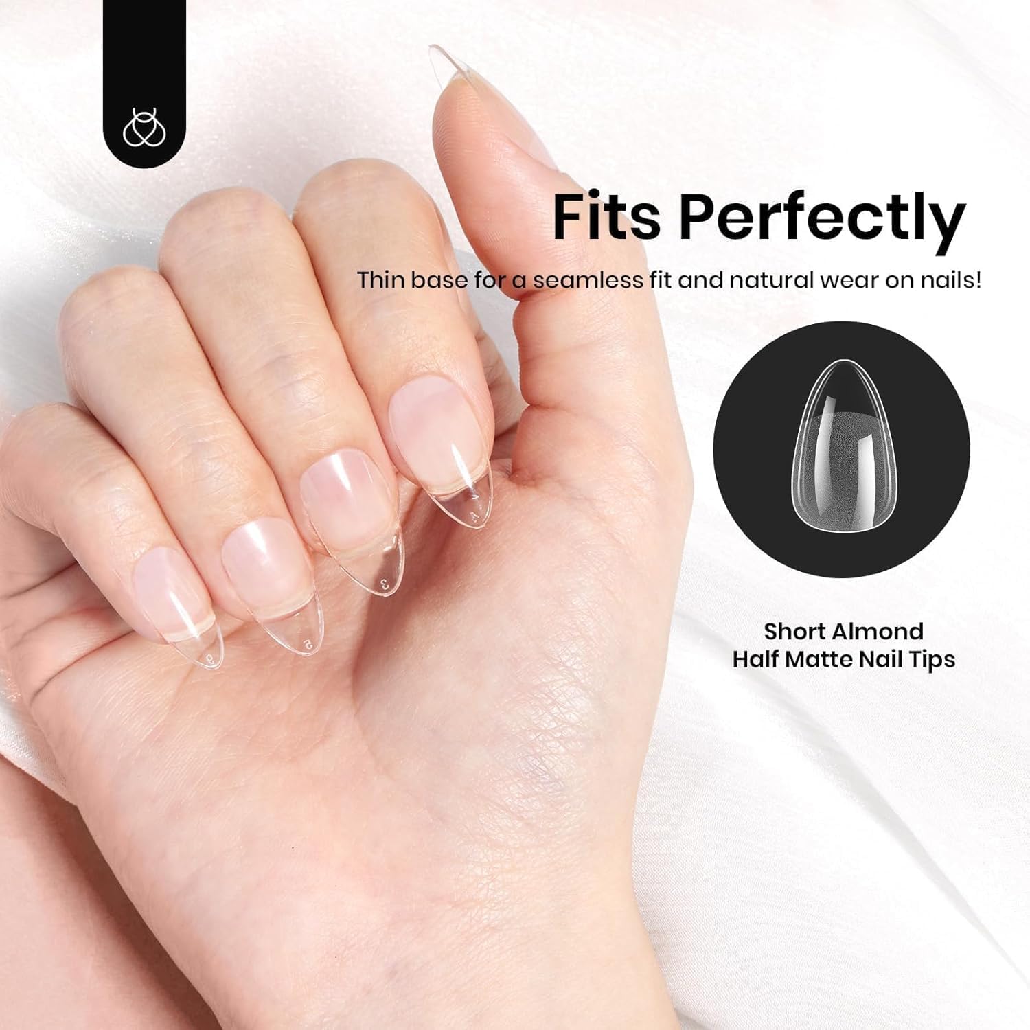 Beetles Gel Nail Tips 12 Sizes 576Pcs Pre-shape Short Almond Tips