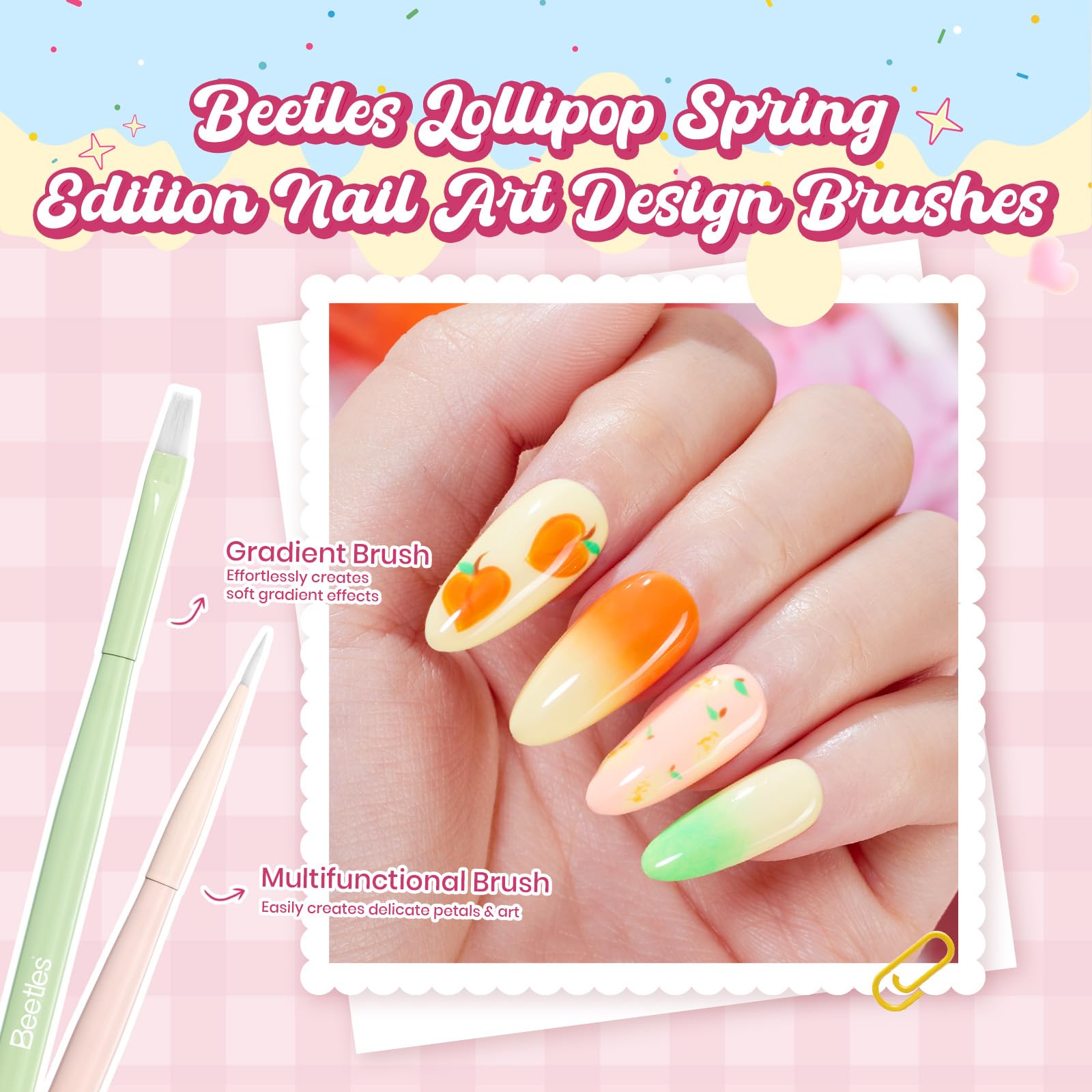 Beetles Spring Nail Art Brushes 6pcs – Sweet Swirl Nail Art Tools Liner Brushes for Nails Dotting