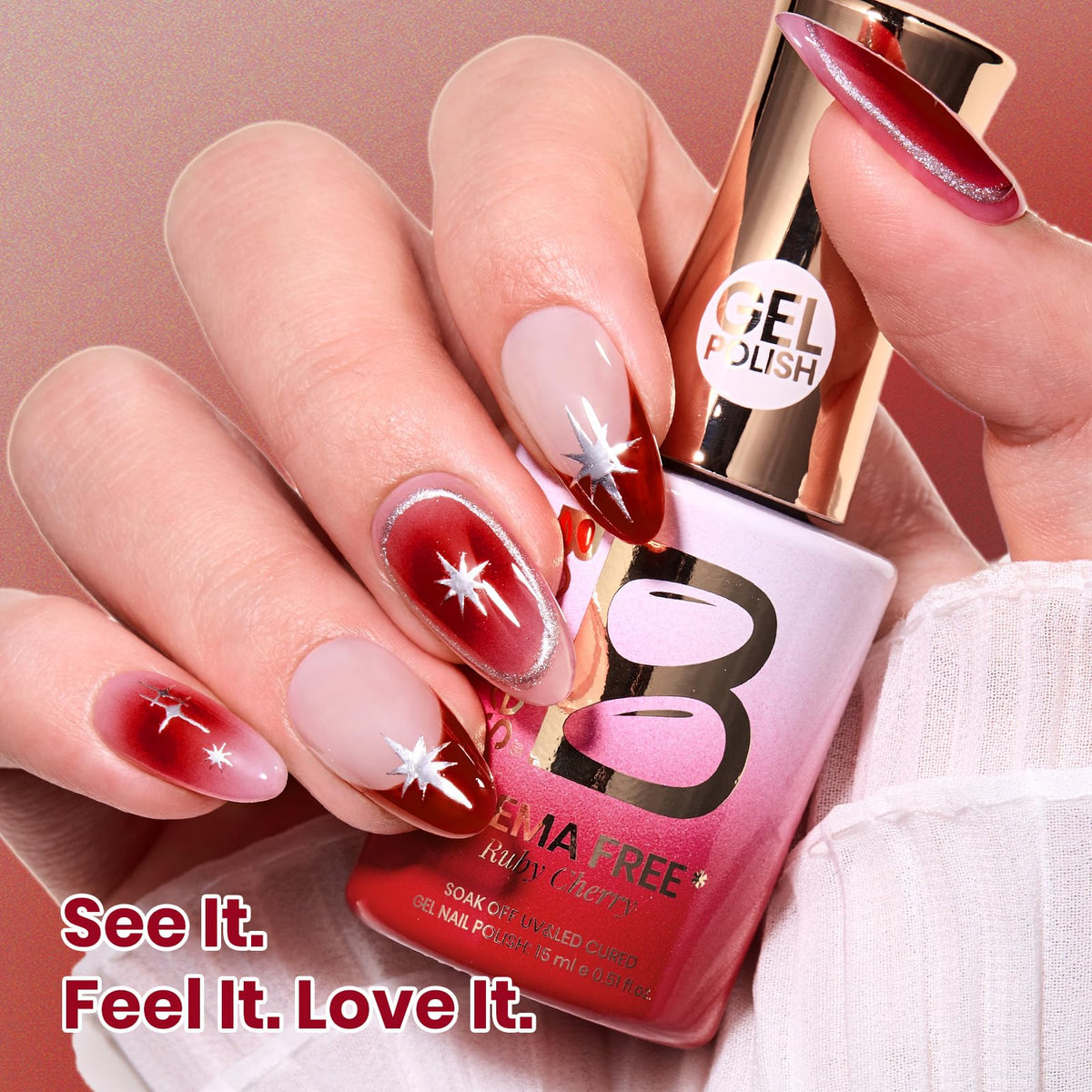 Beetles Ruby Cherry Jelly Red Gel Nail Polish 15ML Full Size Neutral Sheer