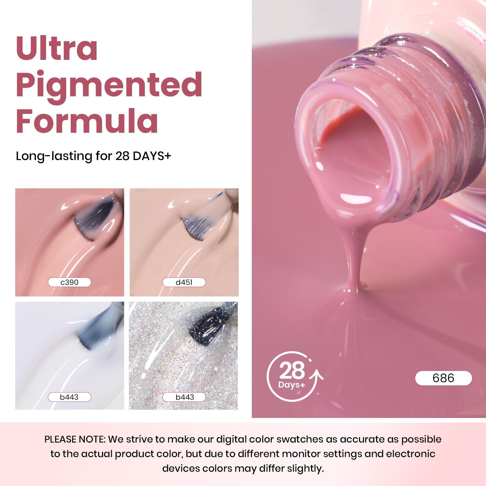 Rose Garden - 5 Colors Walk Nude Pink Gel Polish Set with Base Top Coat
