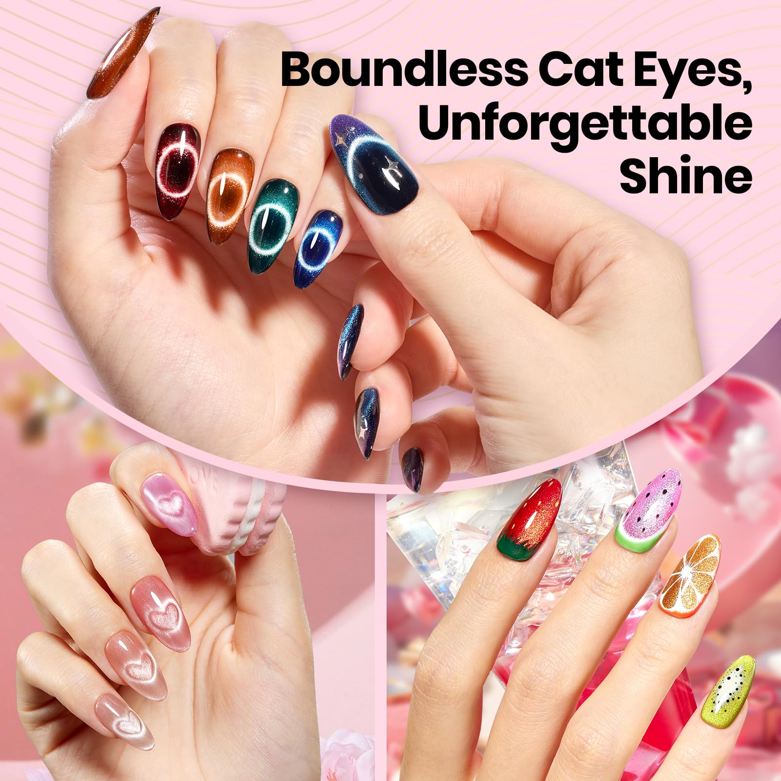 Beetles Cat Eye Magnet for Nails - 3 in 1 Nail Magnet for Cat Eye Gel Nail Polish