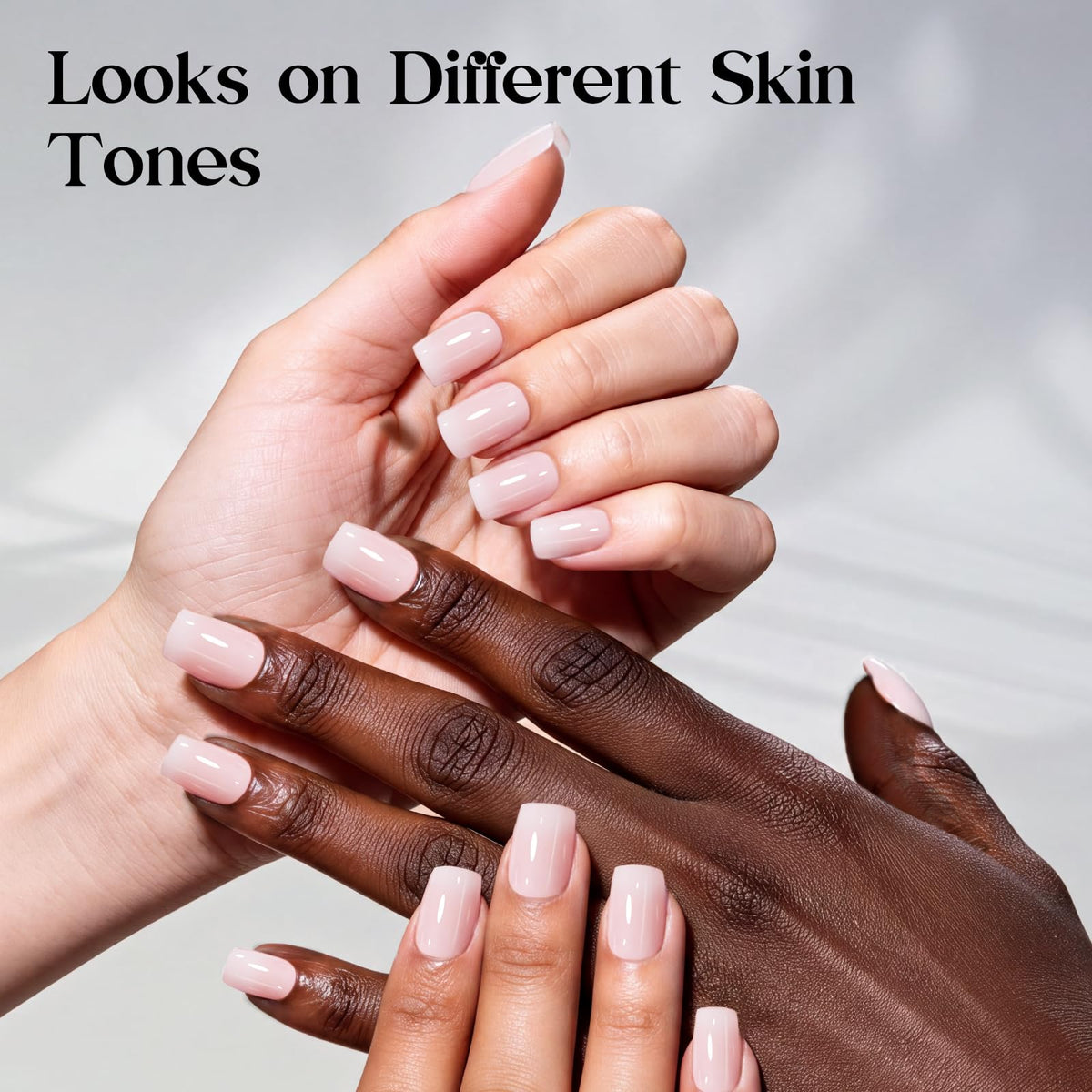 Beetles Milky Pink Press On Nails Short Squoval Gel Painted Soft Nails