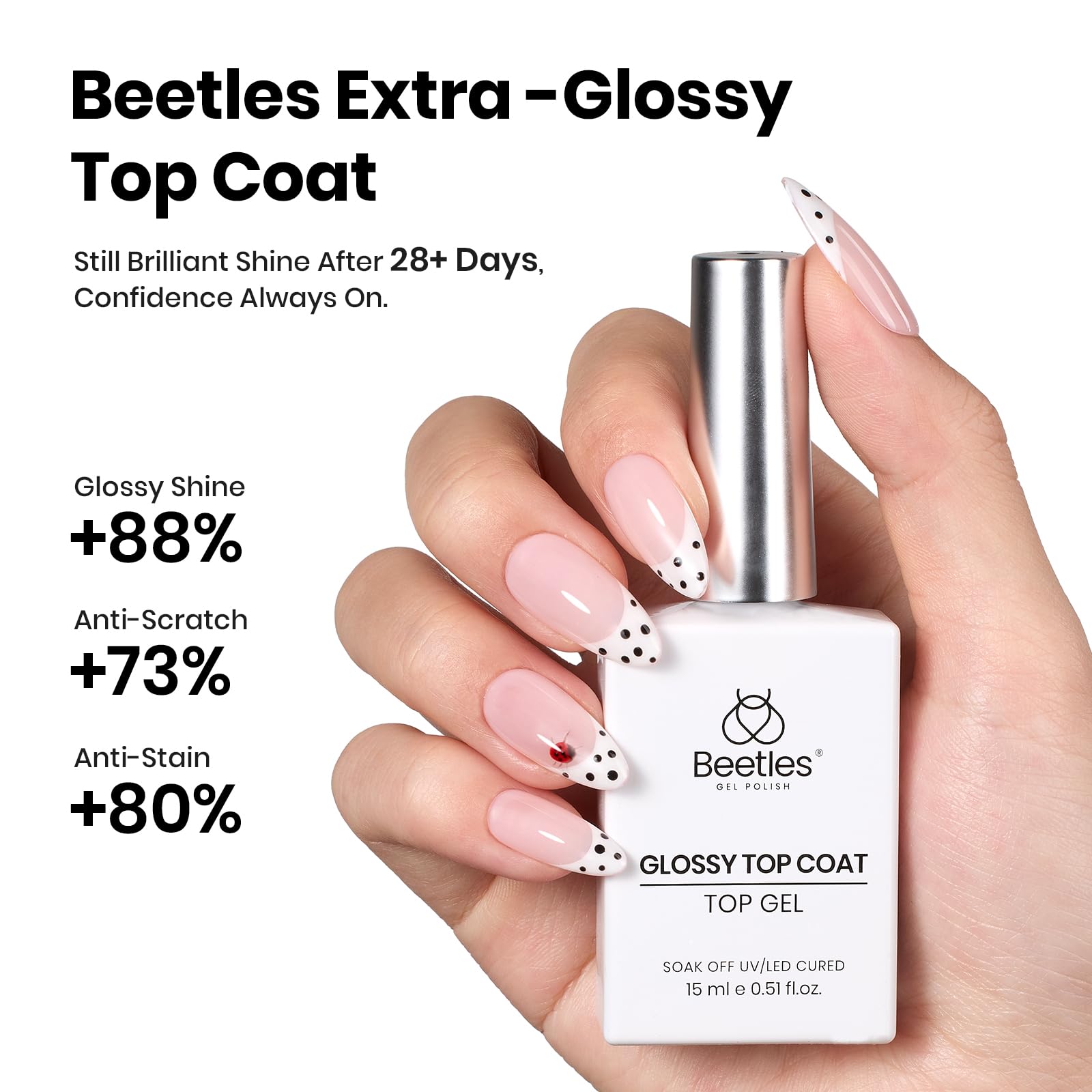 Beetles 4 Pcs 15ml Gel Base and Top Coat Set with Protein Nail