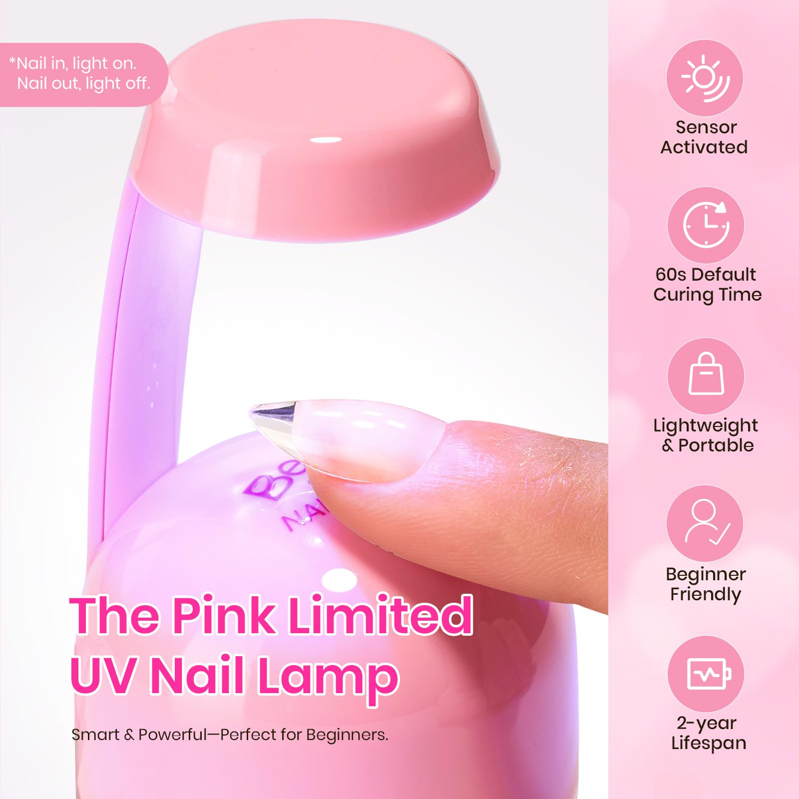 Beetles Tipex Lite Valentine Nails Kit - 192pcs Heart Cutout Pre-Built Apex Almond & Stiletto Medium Nail Tips