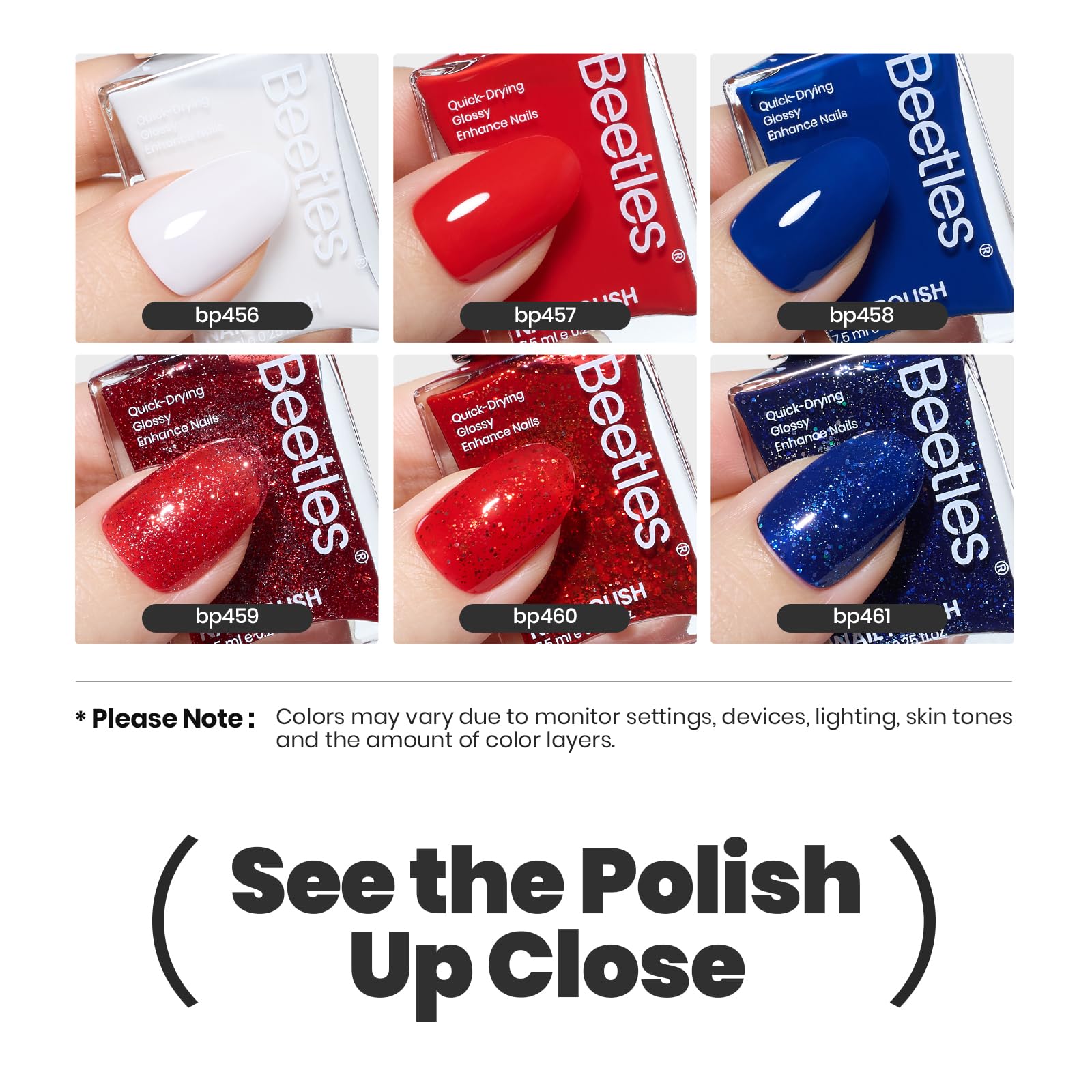 Midnight Fireworks - 6 Colors Red White and Navy Blue Fireworks Gel Nail Polish
