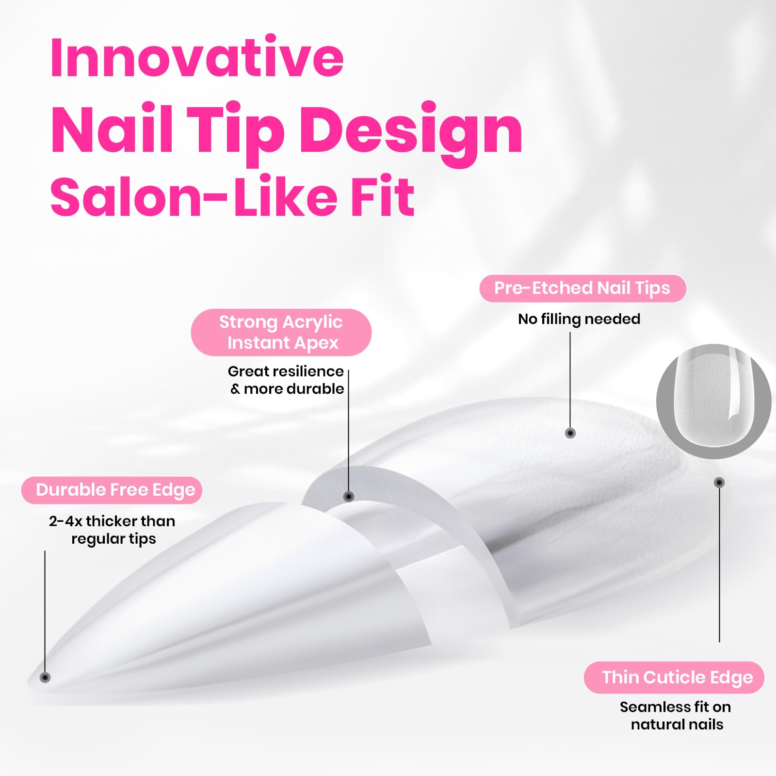 Beetles Tipex Lite Valentine Nails Tips - 16 Sizes 256pcs Heart Cutout Pre-Built Apex Almond Medium