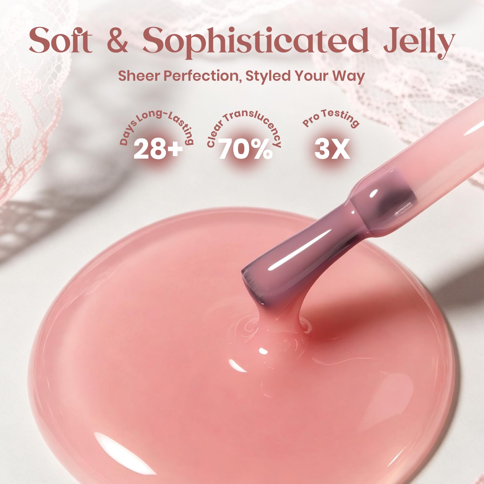 Beetles Dreamy Ballet Nude Summer Nail Gel Polish Set- HEMA FREE 10 Colors 15ML Jelly Pink Nail