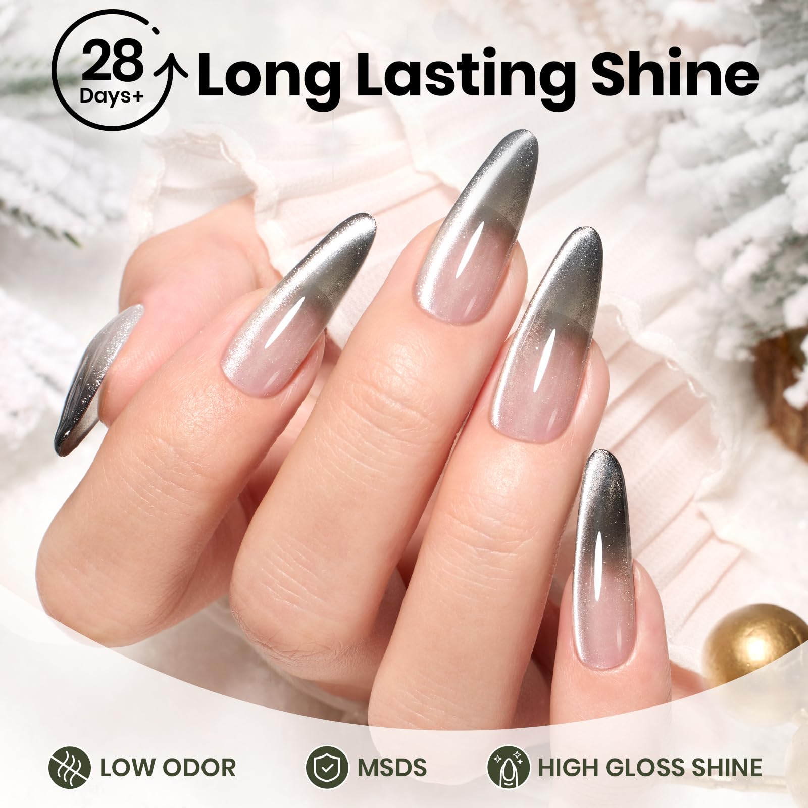 Beetles Gel Polish Galaxy Wish  Winter Nails - 15ML Christmas Silver Glitter Cat Eye Nail