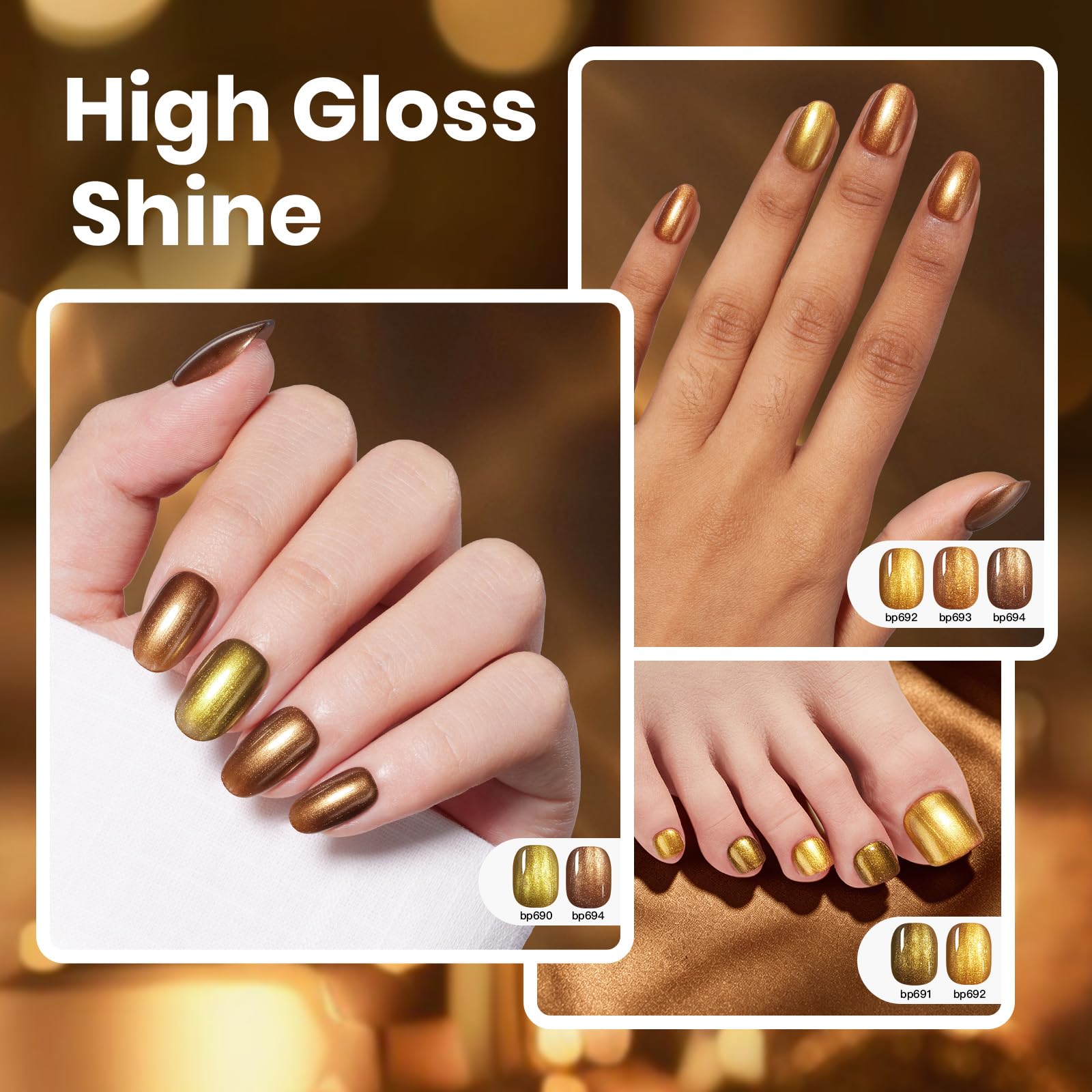 Beetles Gilded Dreams Air Dry Fall Glitter Nail Polish Set 6 Colors 7.5ml Each